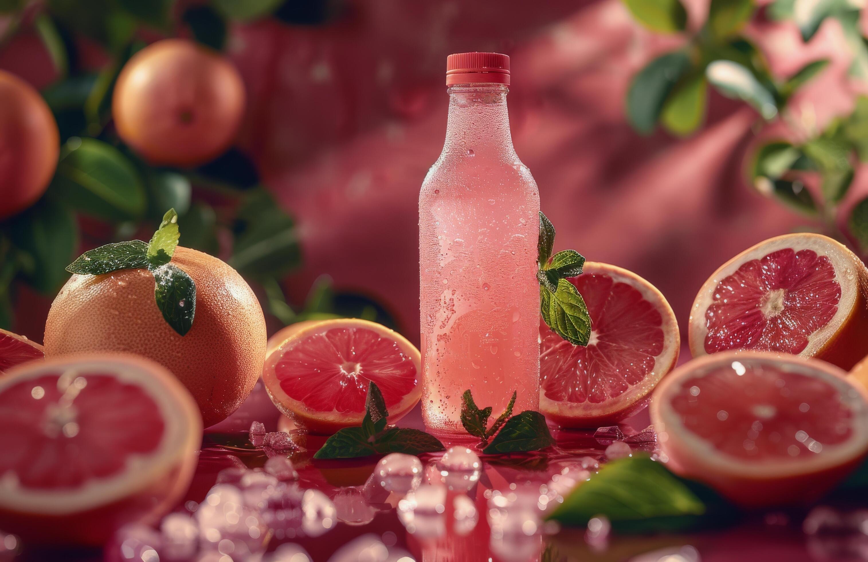 Pink Grapefruit Drink With Fresh Mint and Ice Stock Free