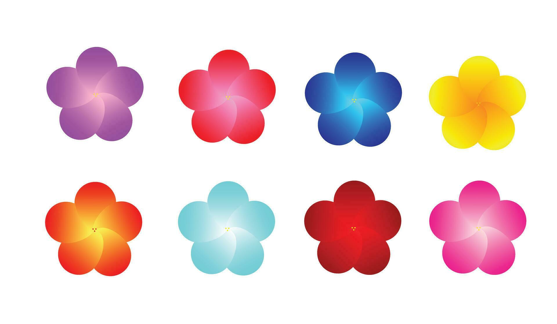 gradient flowers set vector design. flower collection fresh and blooming elements isolated in white background. Vector Stock Free