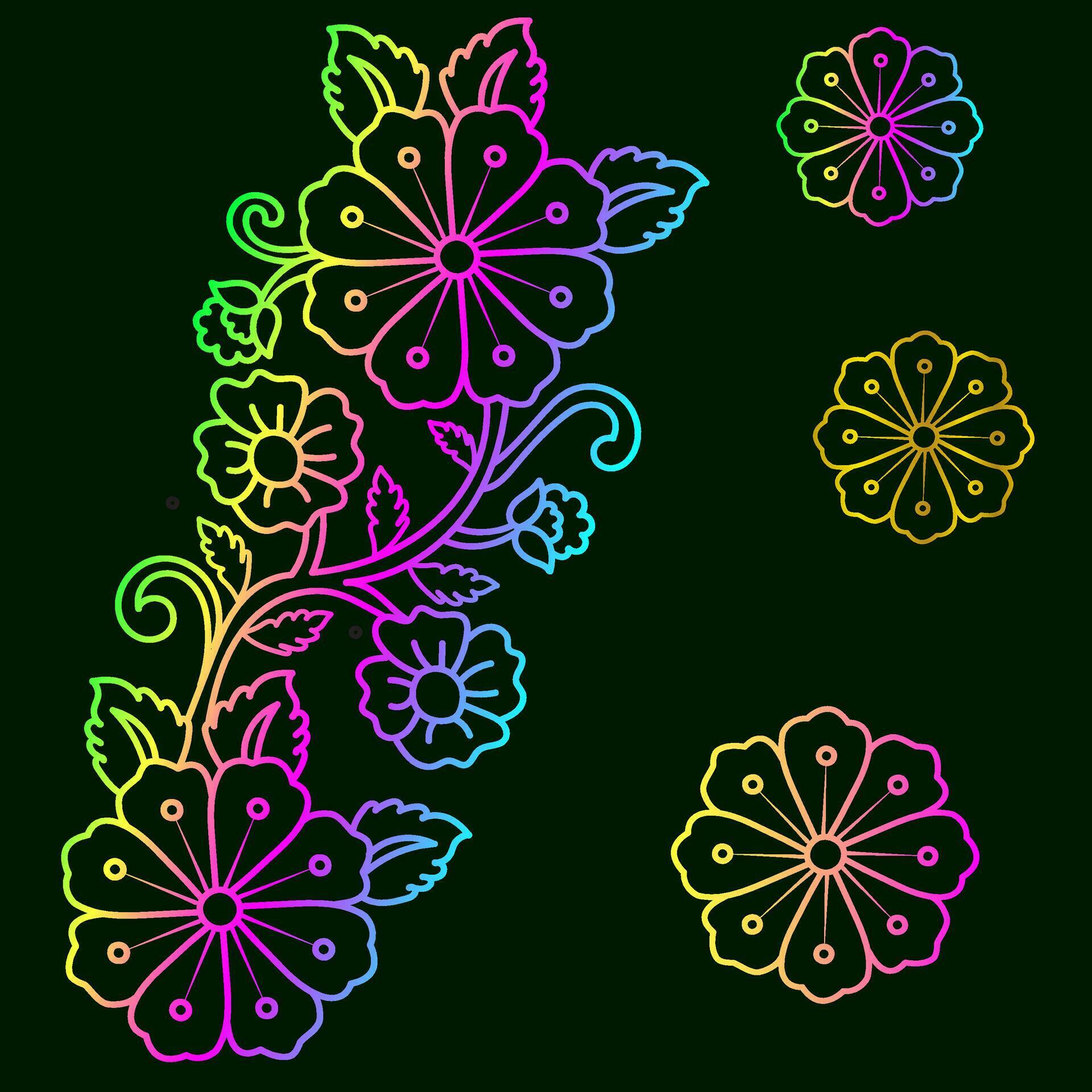 Rainbow color line art floral vector illustration, colorful vintage decorative vector template, rainbow color flower ornaments. Stock Free and Free SVG