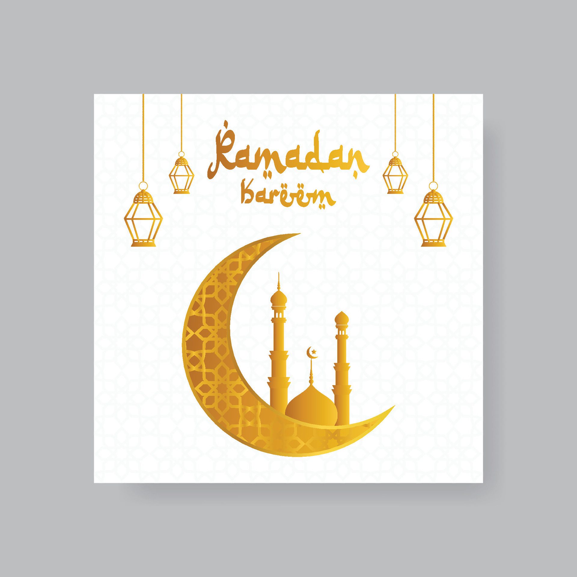 Ramadan kareem greeting template for social media post with islamic pattern, banner, wallpaper, post, Ramadan mubarak, 2024, islamic template Free Vector