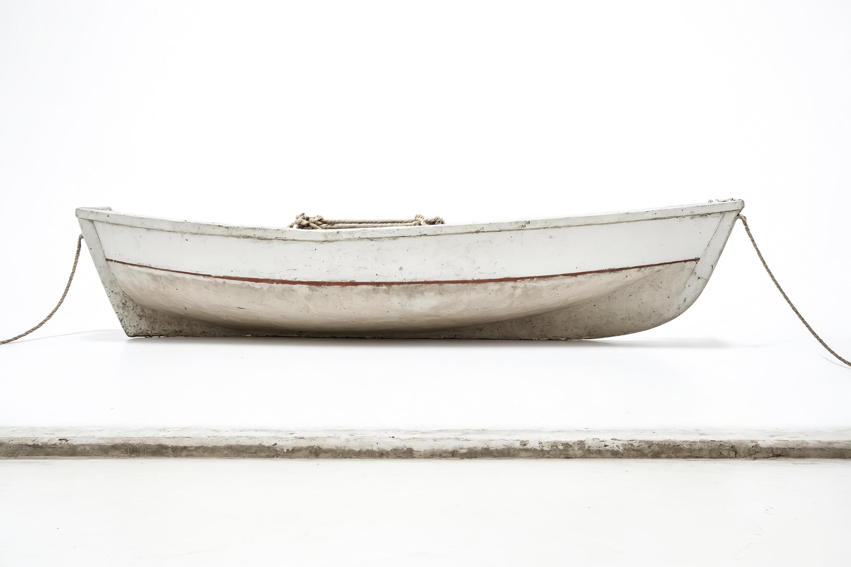 White Rowboat on White Background Stock Free