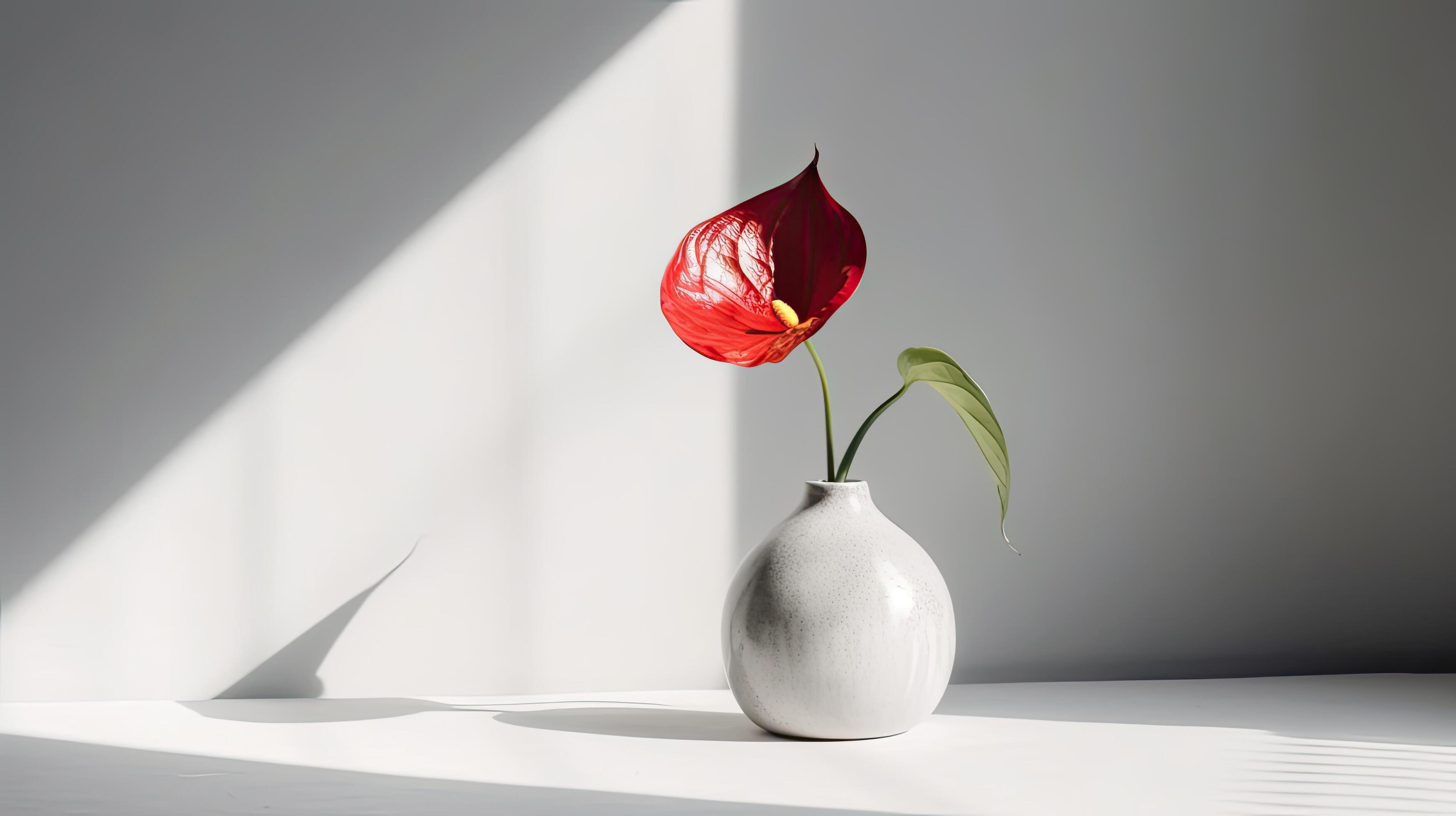 Ceramic vase with red flower. Illustration Stock Free