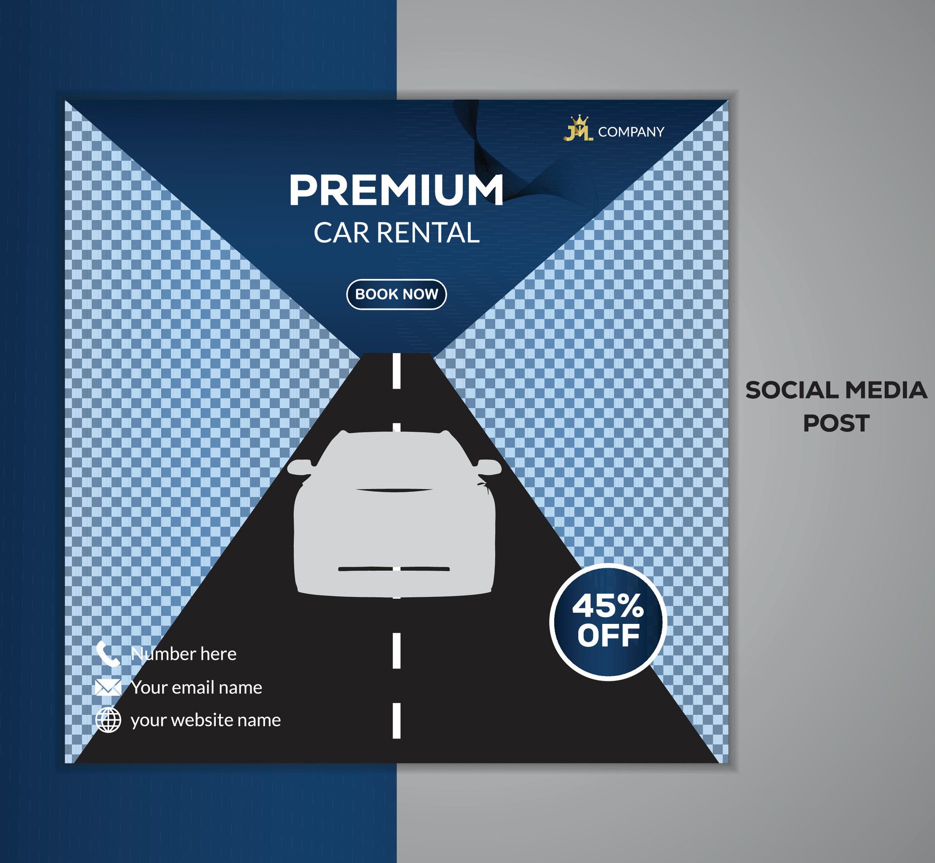 Car rental promotion social media post banner template design Free Vector