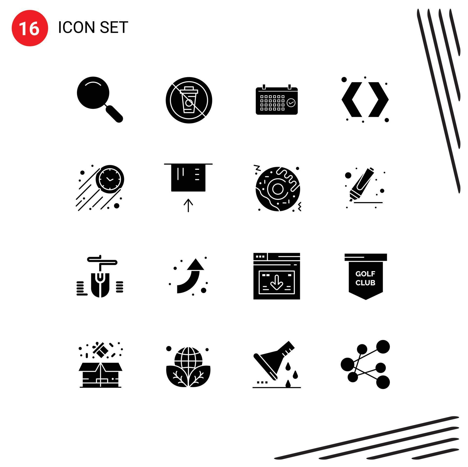 Modern Set of 16 Solid Glyphs Pictograph of right switch restaurant arrows year Editable Vector Design Elements Stock Free