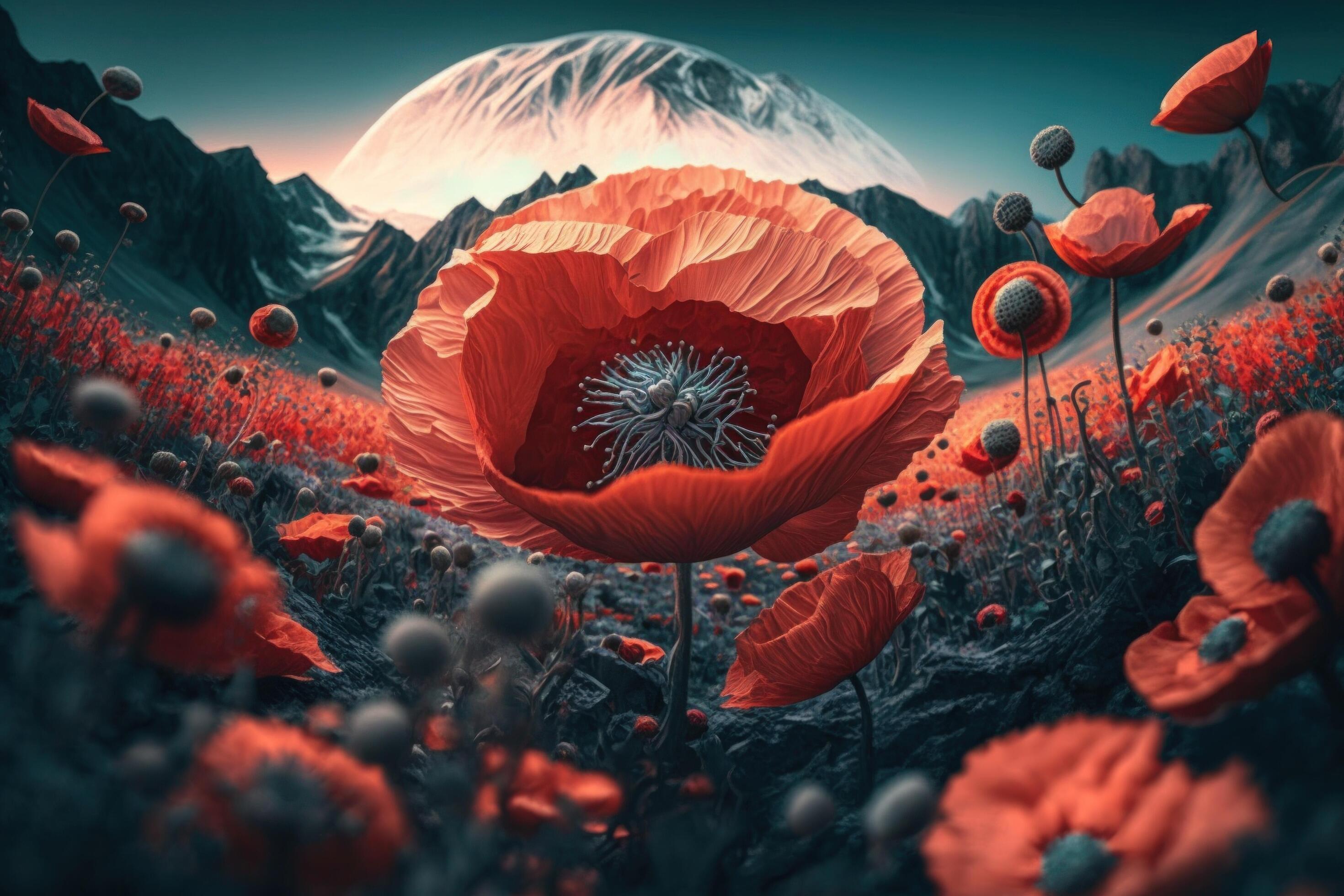 Poppy flower meadow. Illustration Stock Free