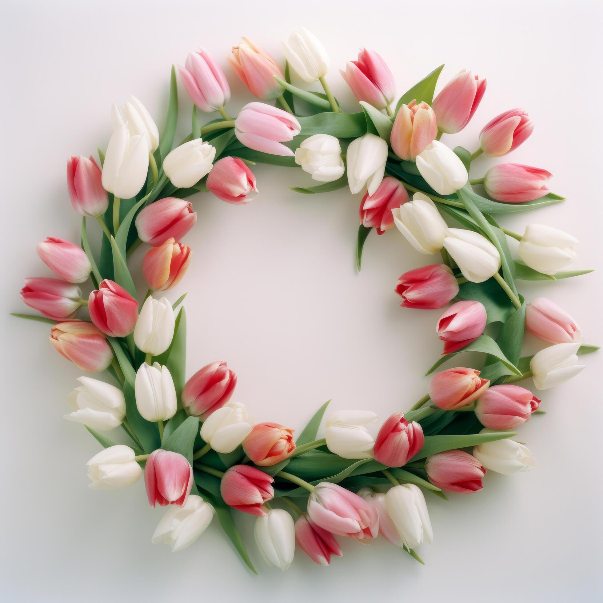 Wreath of tulip flowers. Illustration Stock Free