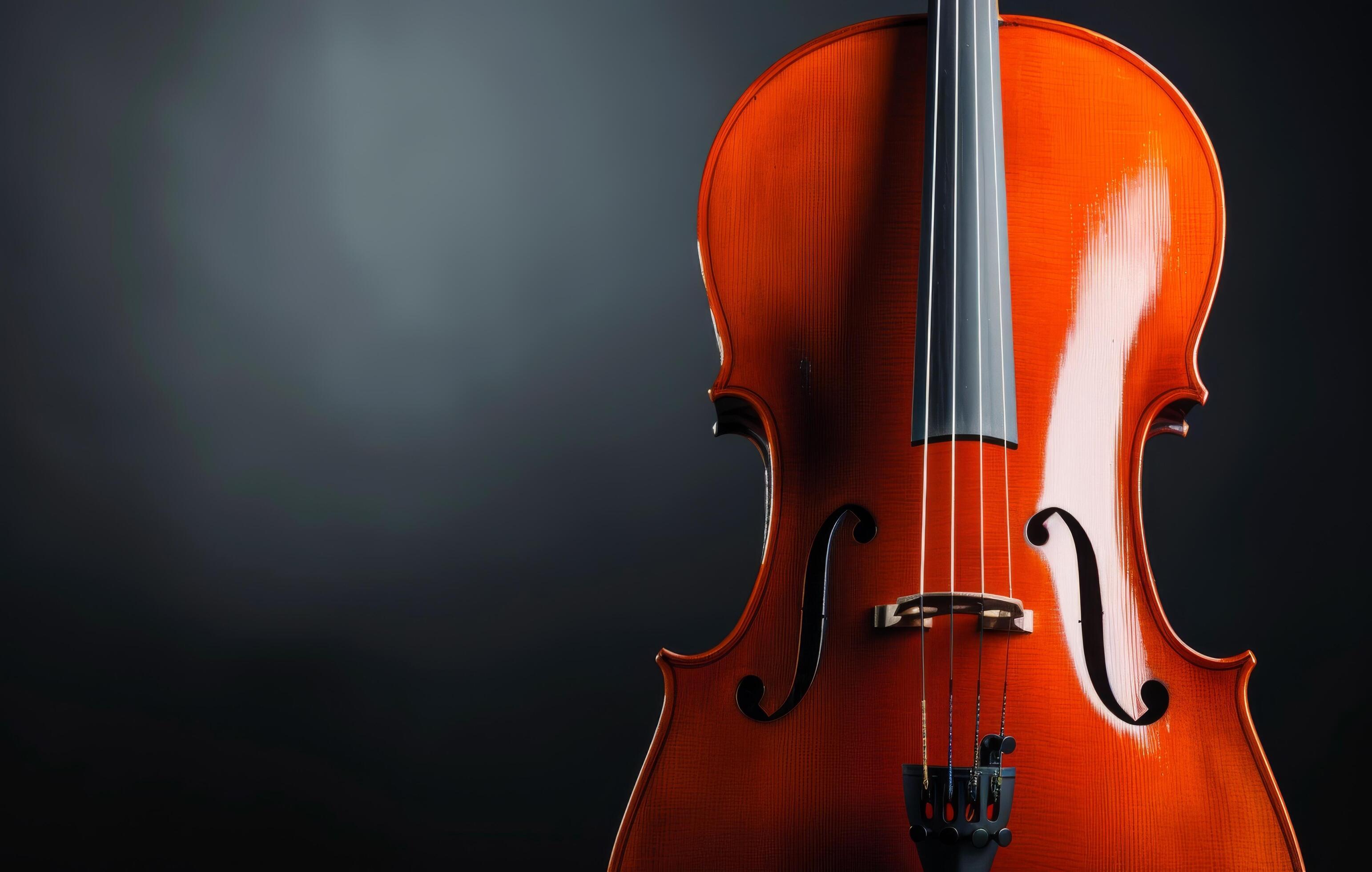 Close-Up of a Vibrant Violin Against a Dark Background Stock Free