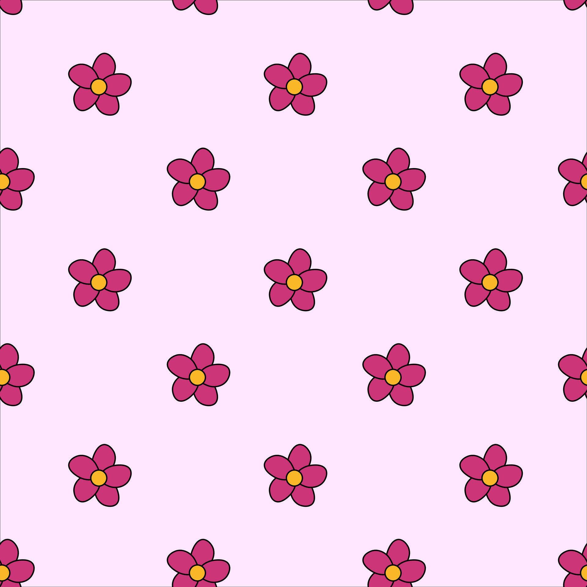 Seamless pattern with pink flowers. Spring and summer floral background. Design for wallpaper, wrapping paper, background, fabric. Vector flat illustration. Stock Free