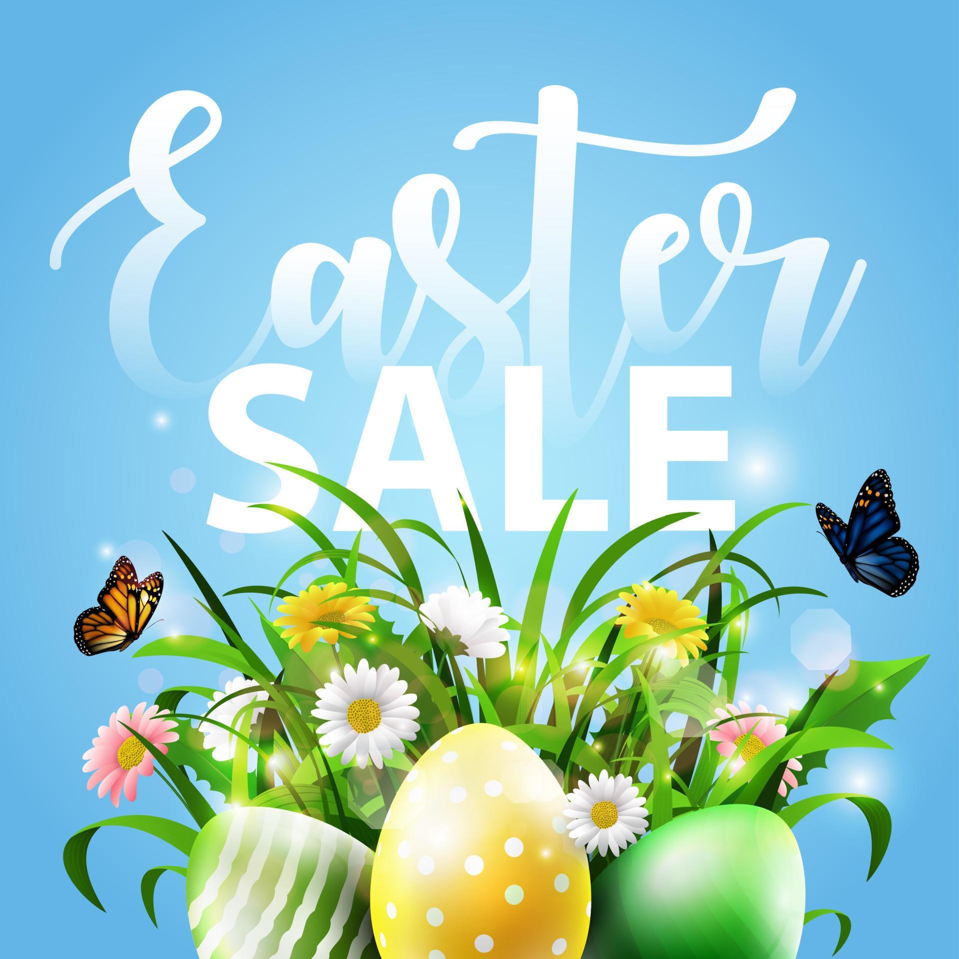 Vector illustration of Spring Easter background with eggs and flower Stock Free