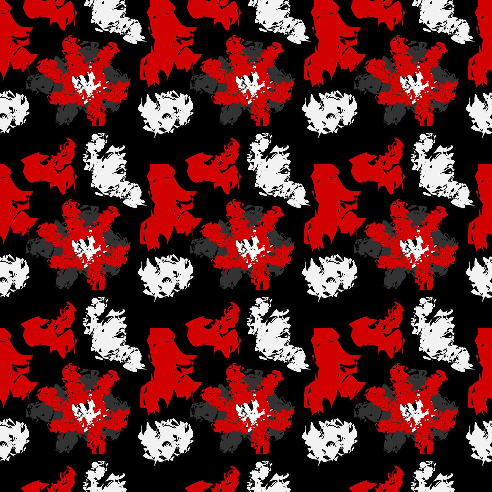 Abstract seamless pattern with red flowers on black background. Design vector for wallpaper or fabric. Red rose concept. Stock Free and Free SVG