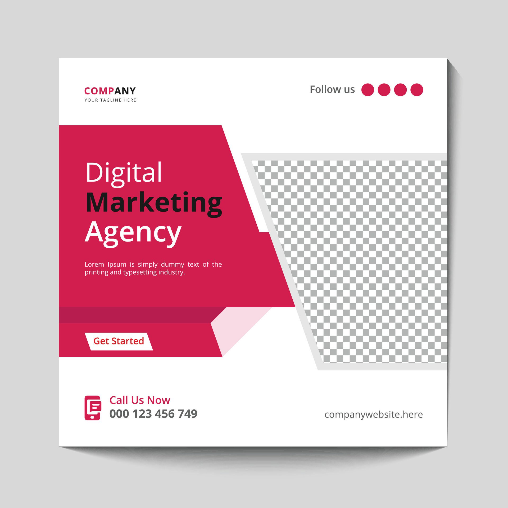 Marketing Agency Social Media Post, Digital Marketing Web Banner, Corporate Square Flyer Template banner Free Vector