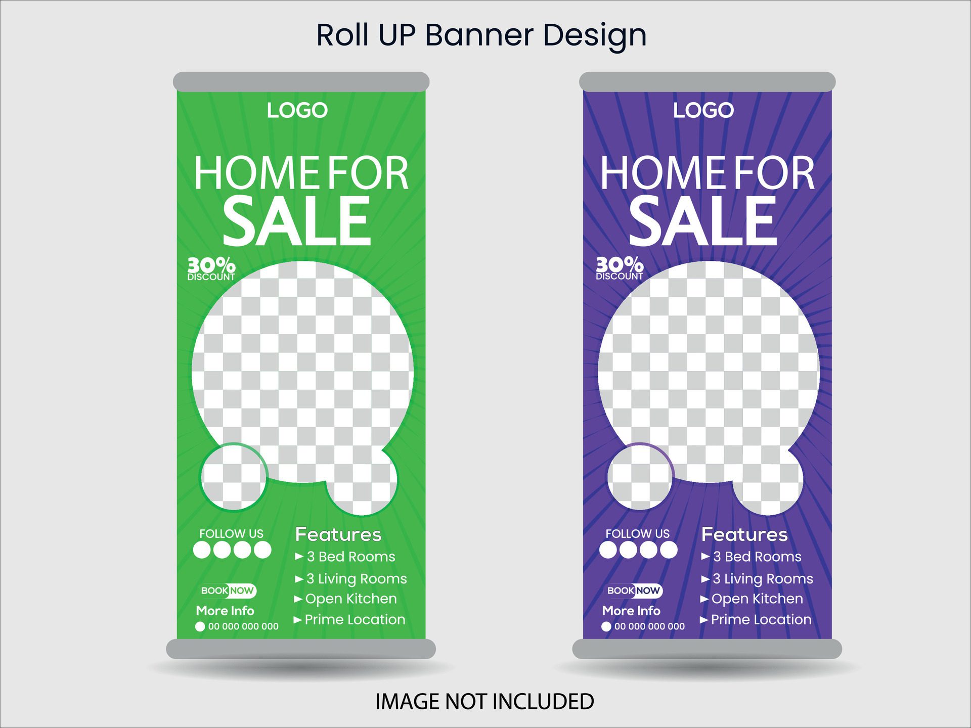 Real Estate Roll Up Banner Template Home For sell Free Vector