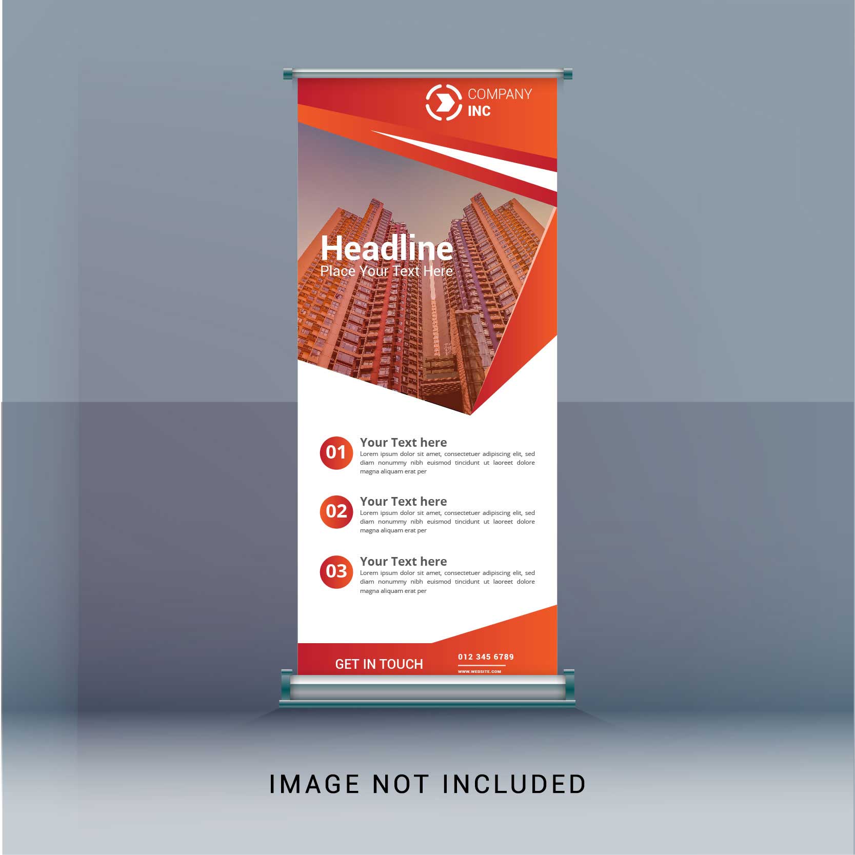 Orange roll up business banner Free Vector