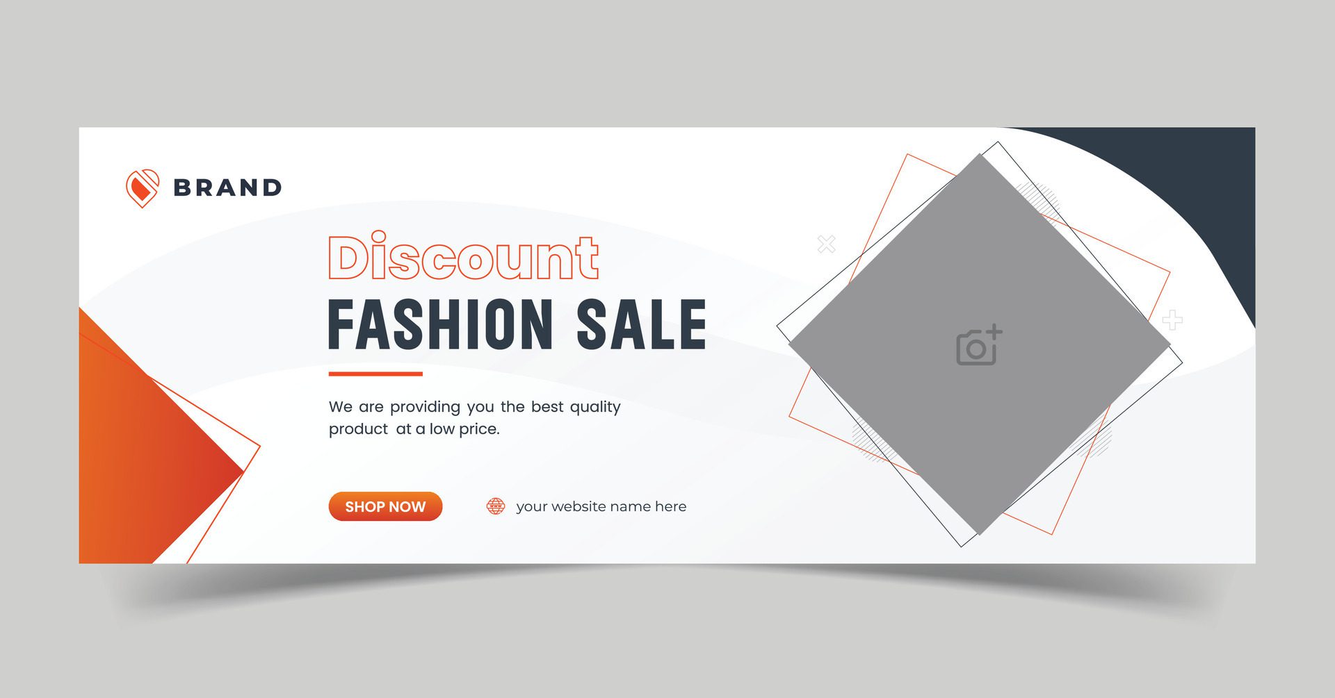 Discount advertisement fashion sale social media post design template and promotional web banner layout. black orange fashion template. Free Vector