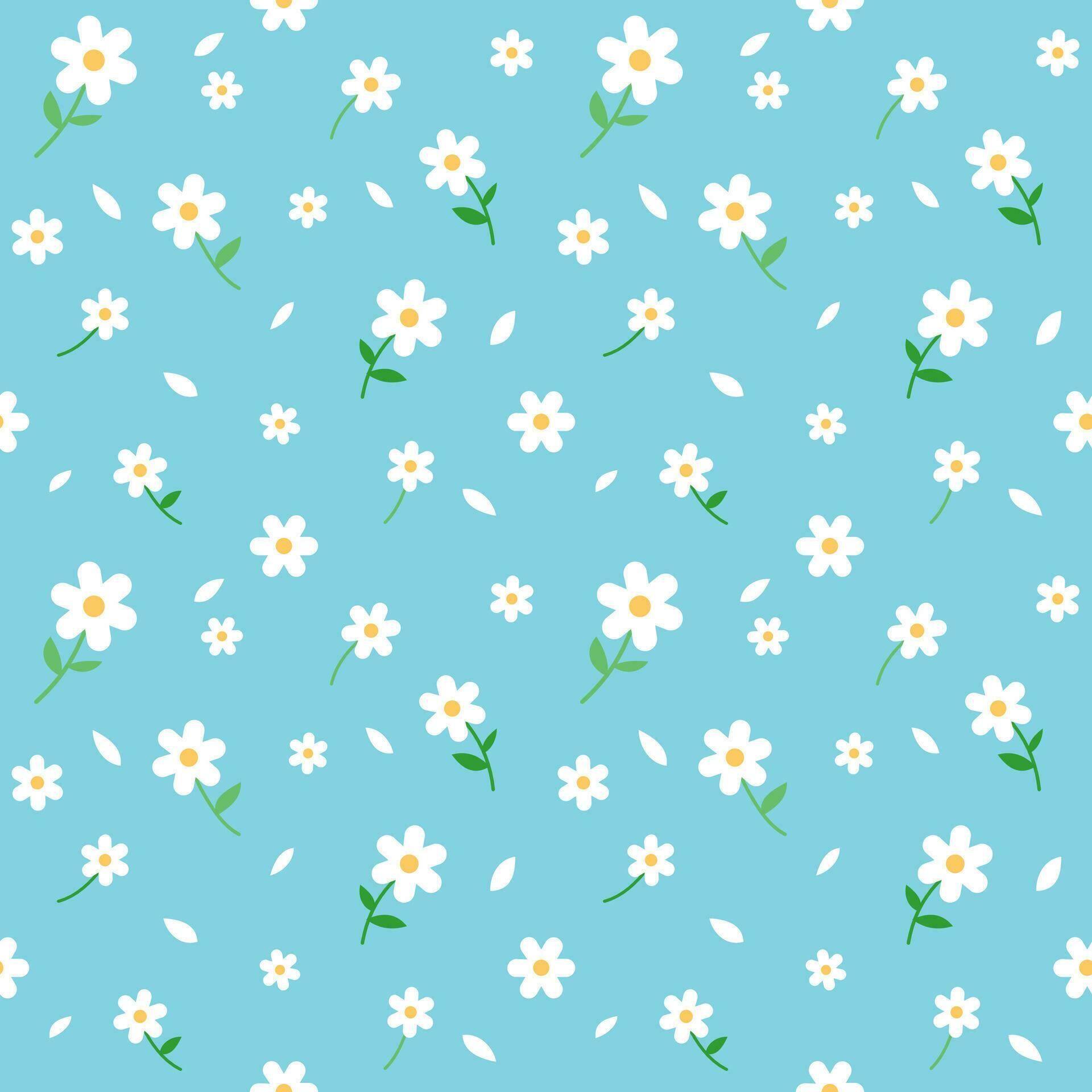 Spring daisy flower seamless pattern on blue background for design, decoration, printing Stock Free and Free SVG