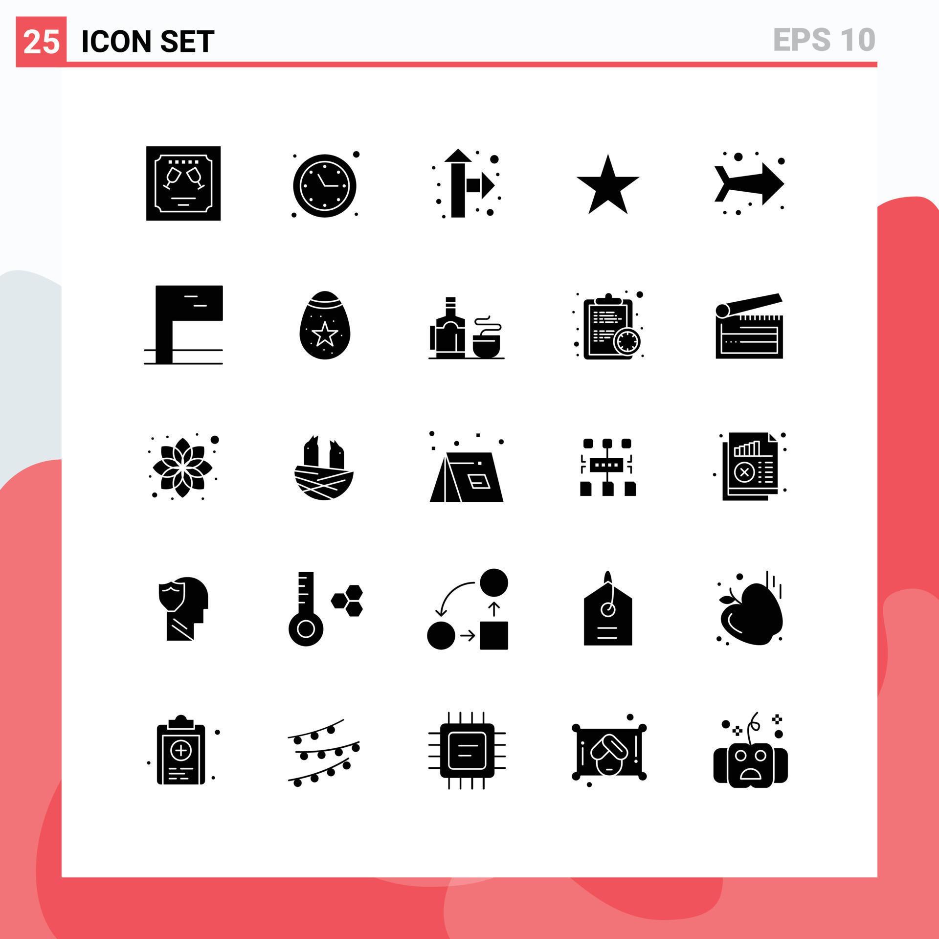 25 Thematic Vector Solid Glyphs and Editable Symbols of flag left direction arrow star Editable Vector Design Elements Stock Free