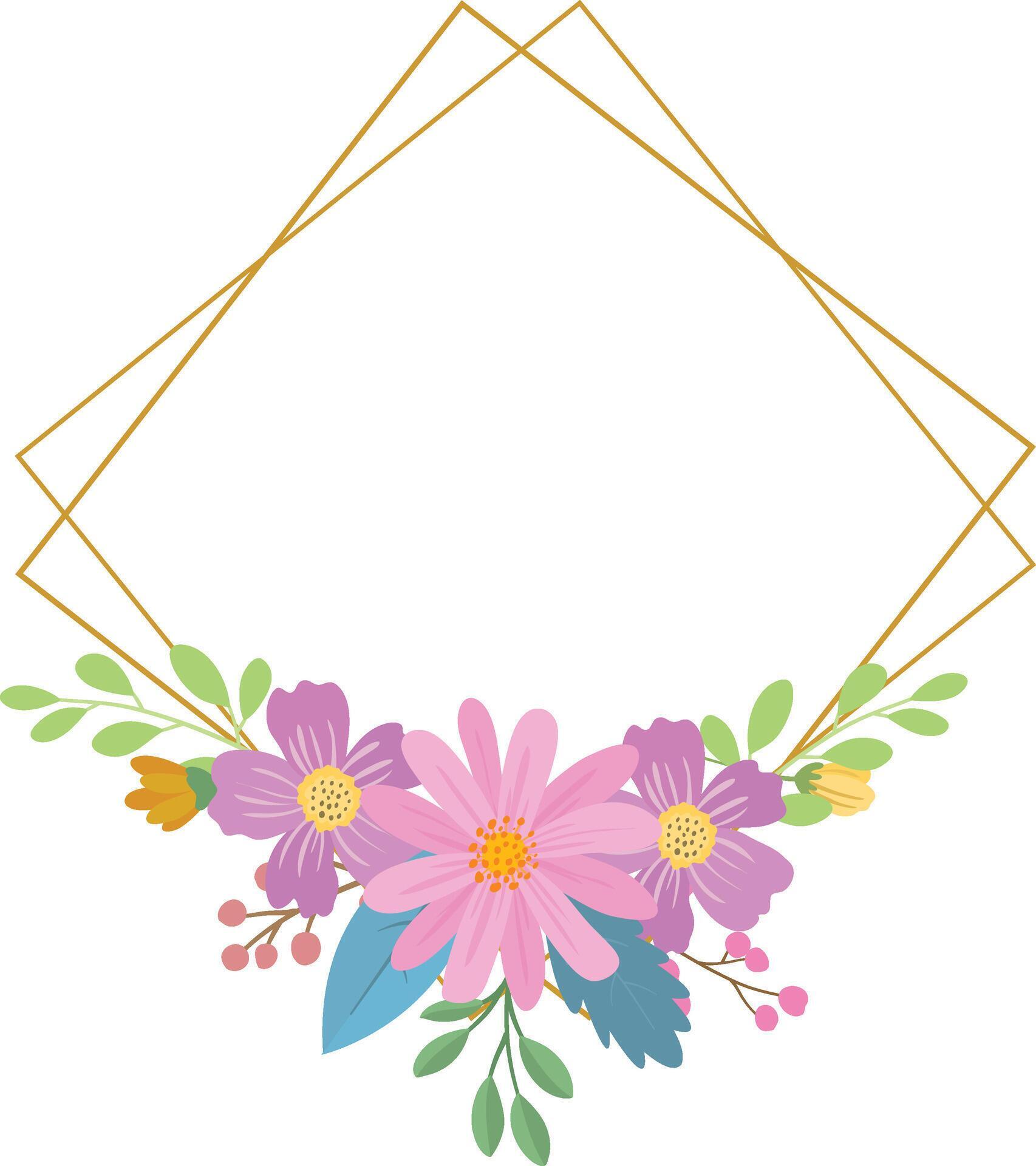 Wedding frame. with colorful flower bouquet, botanical template for card, invitation Stock Free