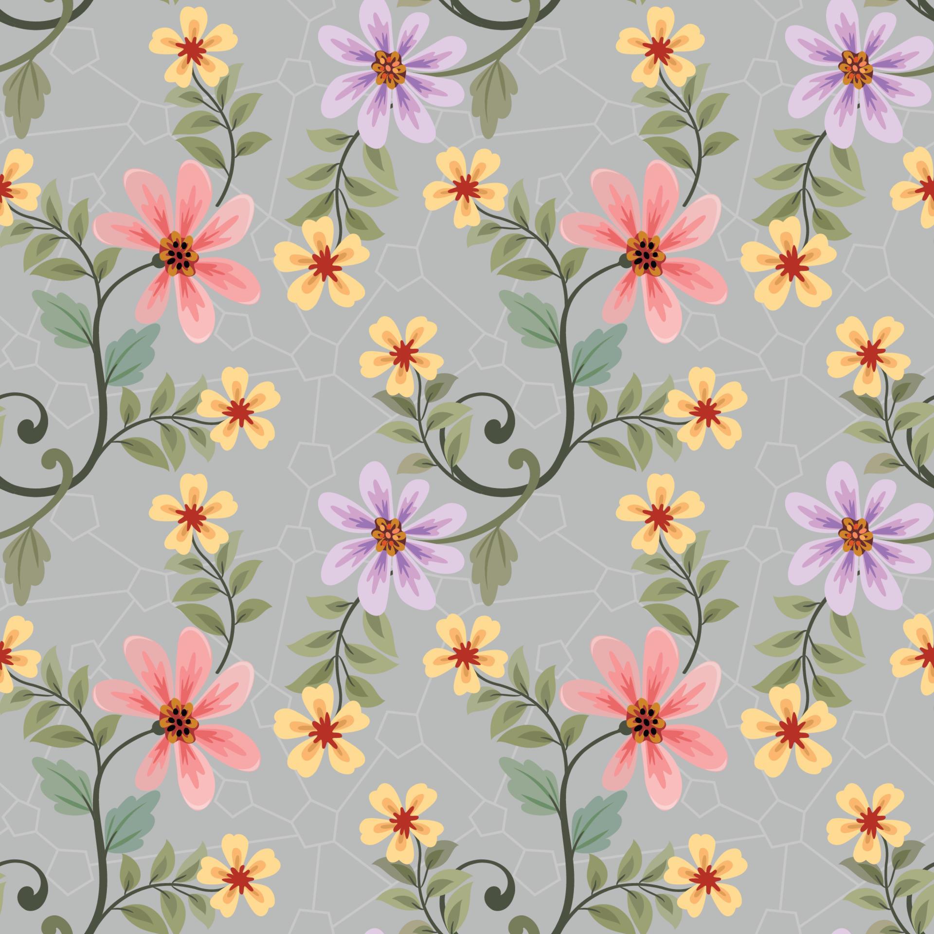 Colorful hand draw flowers seamless pattern. Stock Free