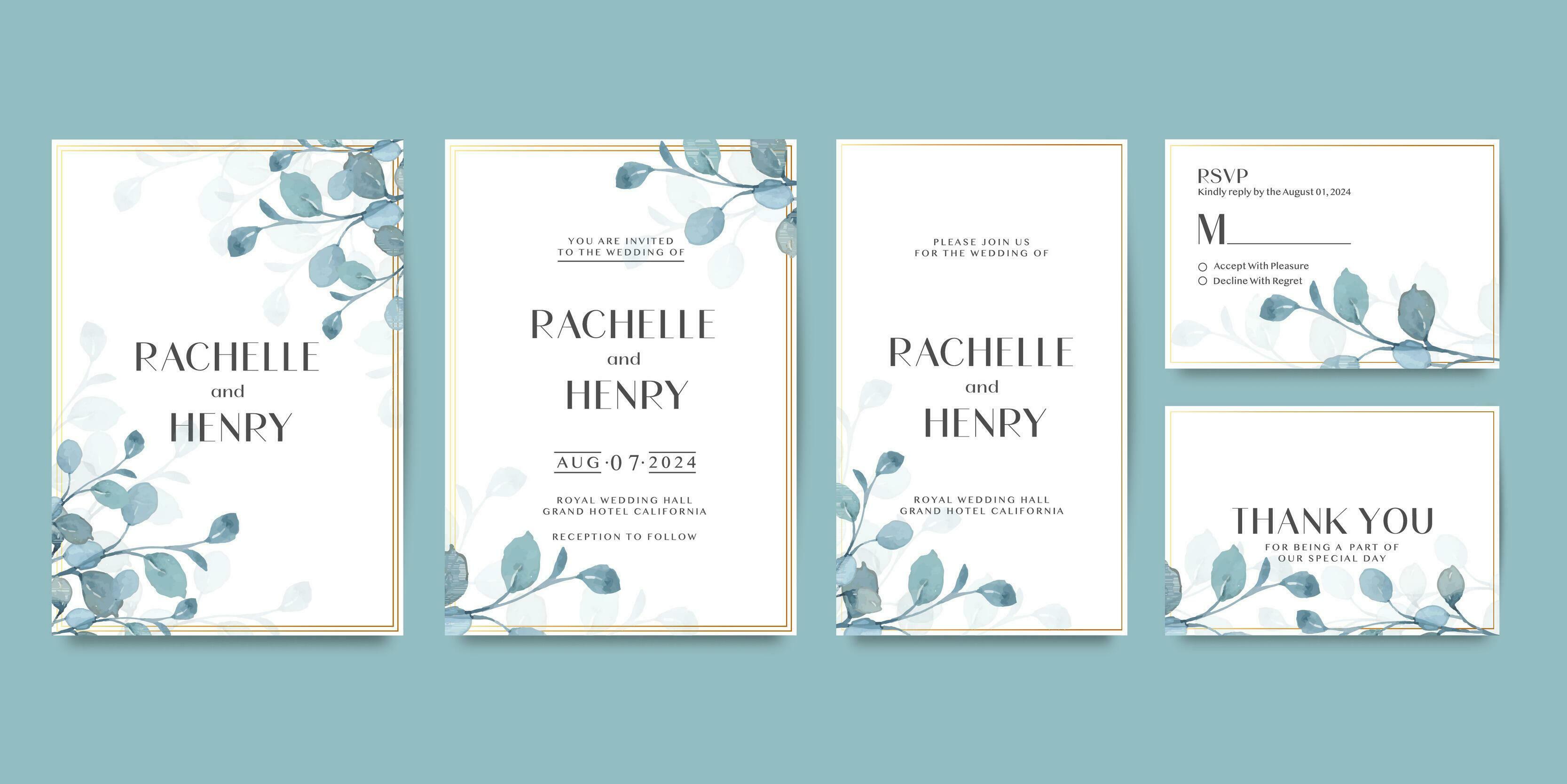 Wedding invitation template with flower Stock Free