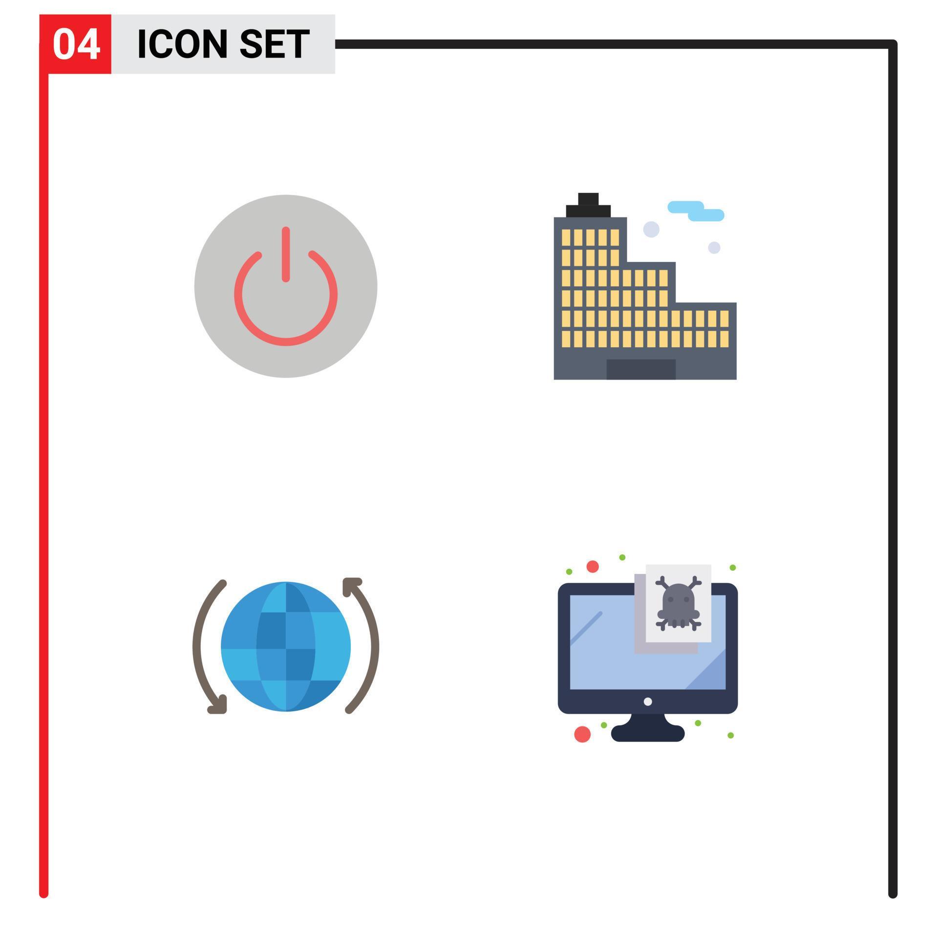 Mobile Interface Flat Icon Set of 4 Pictograms of interface globe ui city arrow Editable Vector Design Elements Stock Free