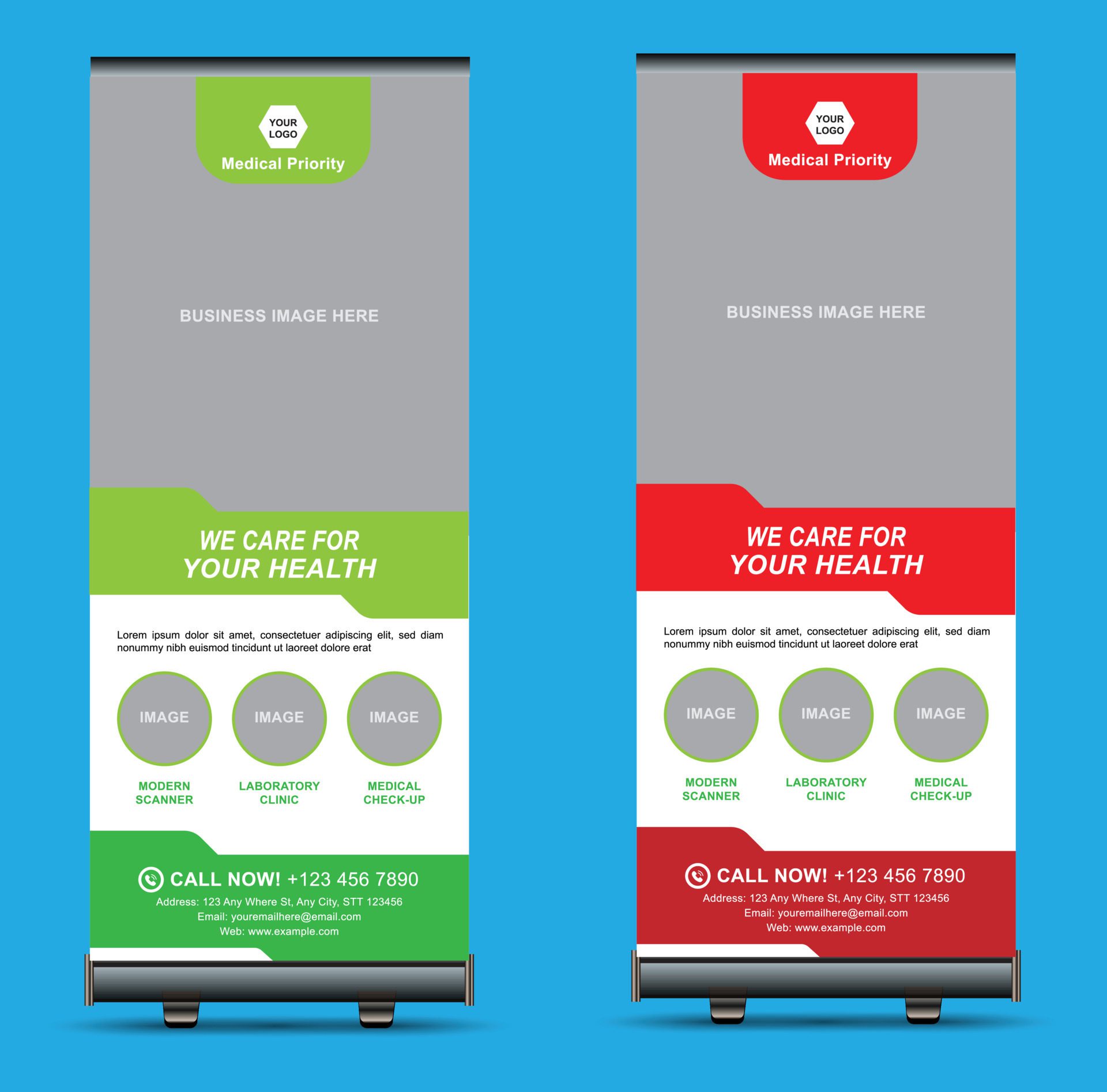 Medical Roll-Up Banner Design Free Vector