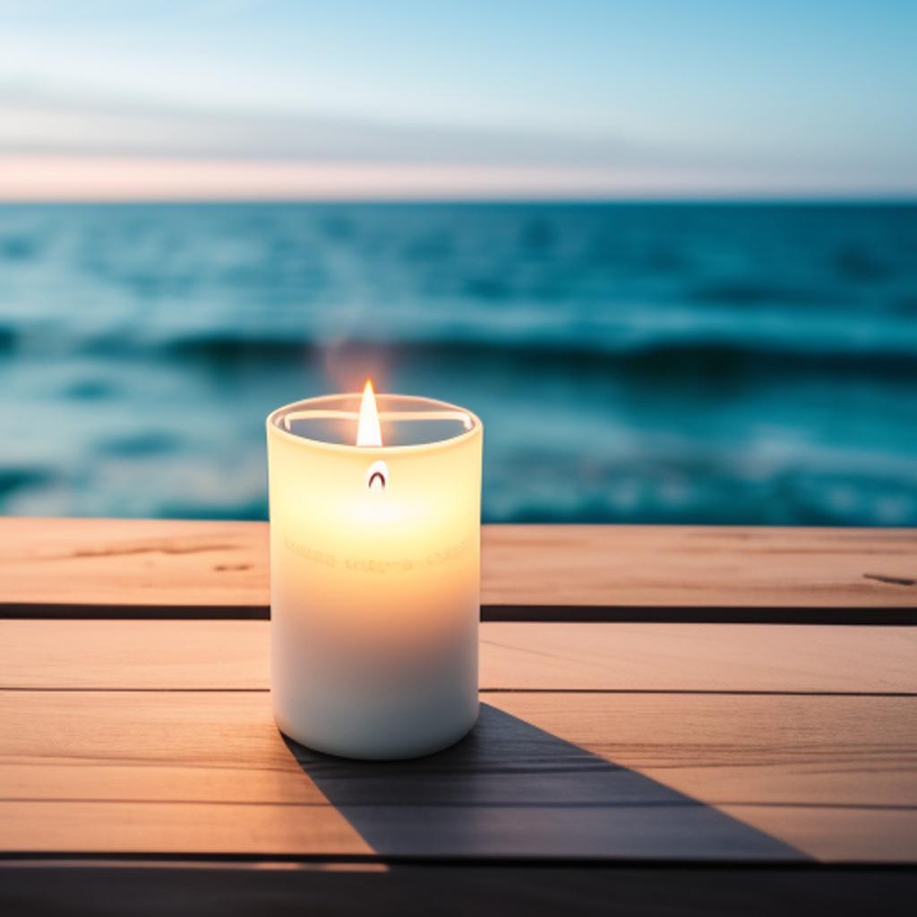 Candle by the beach by @ai_generated