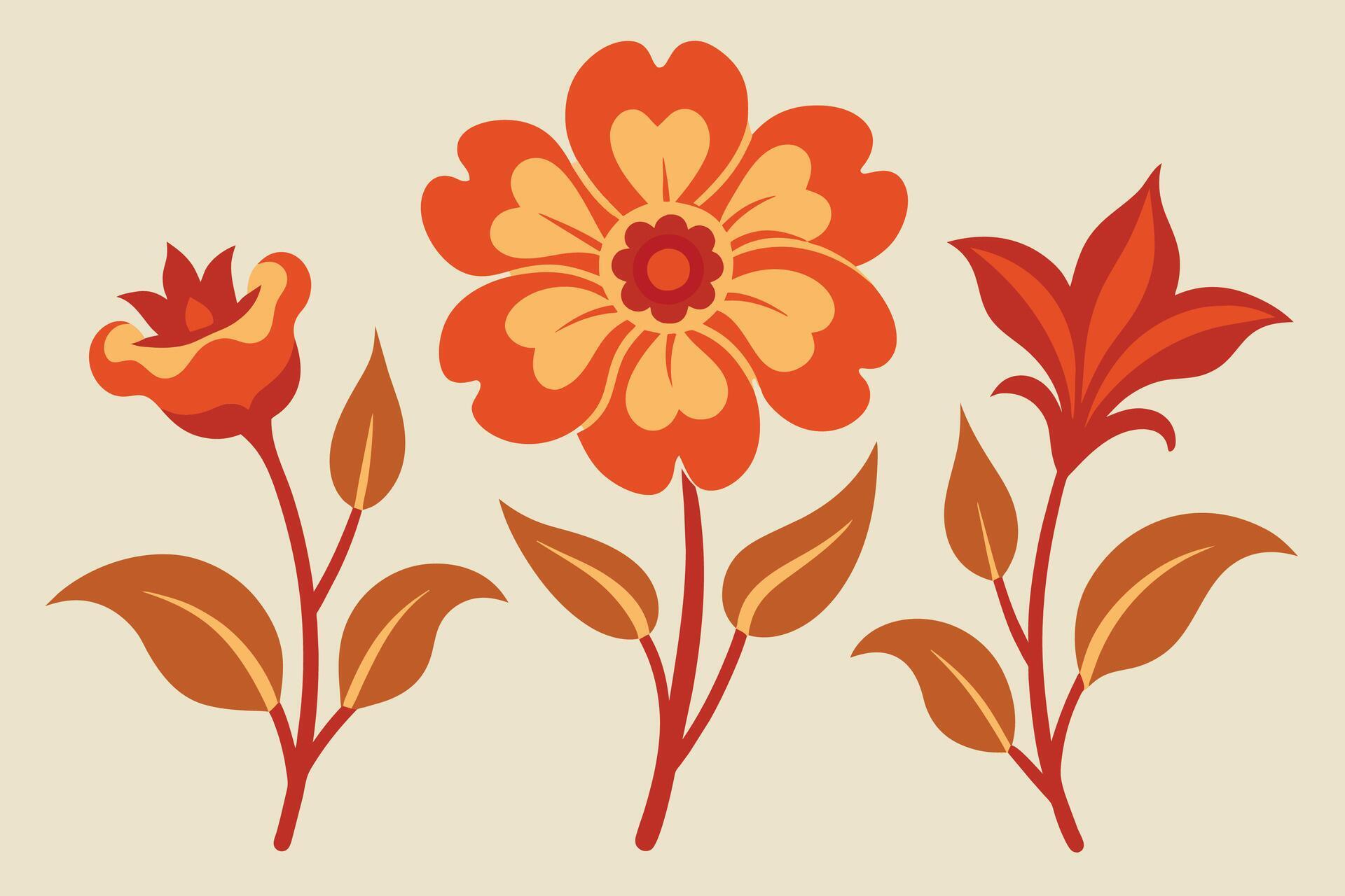 Vintage Detailed Flower Vectors Stock Free