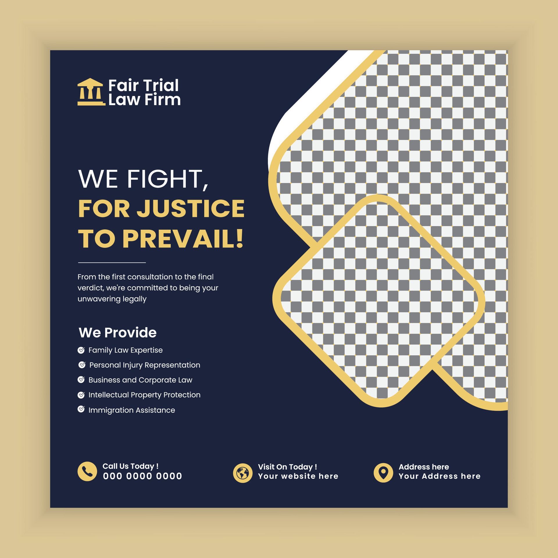 Law Firm Social media post and law consultation square flyer or web banner template design Free Vector