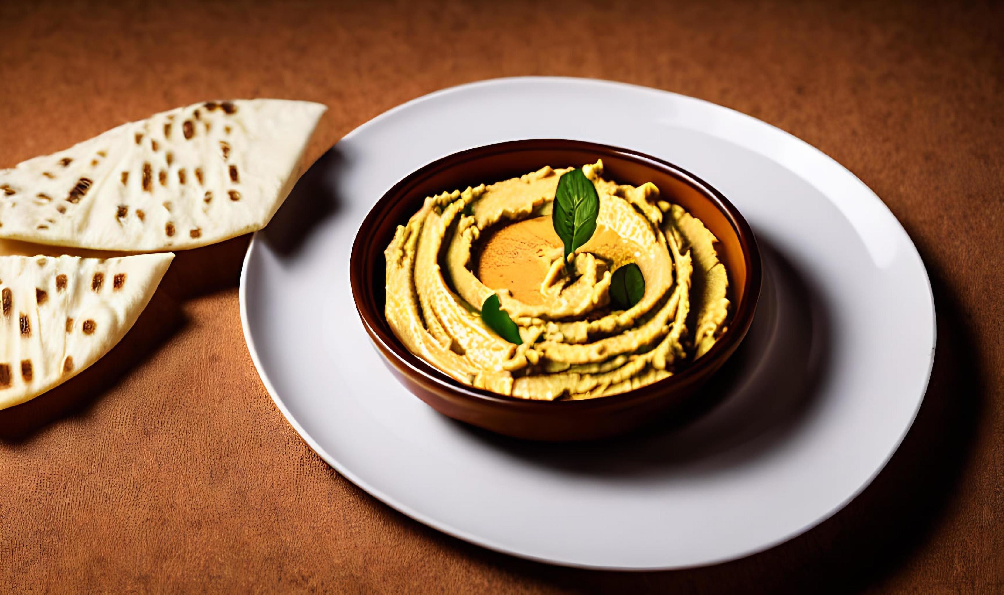 Healthy food. Traditional freshly made organic hummus. Stock Free