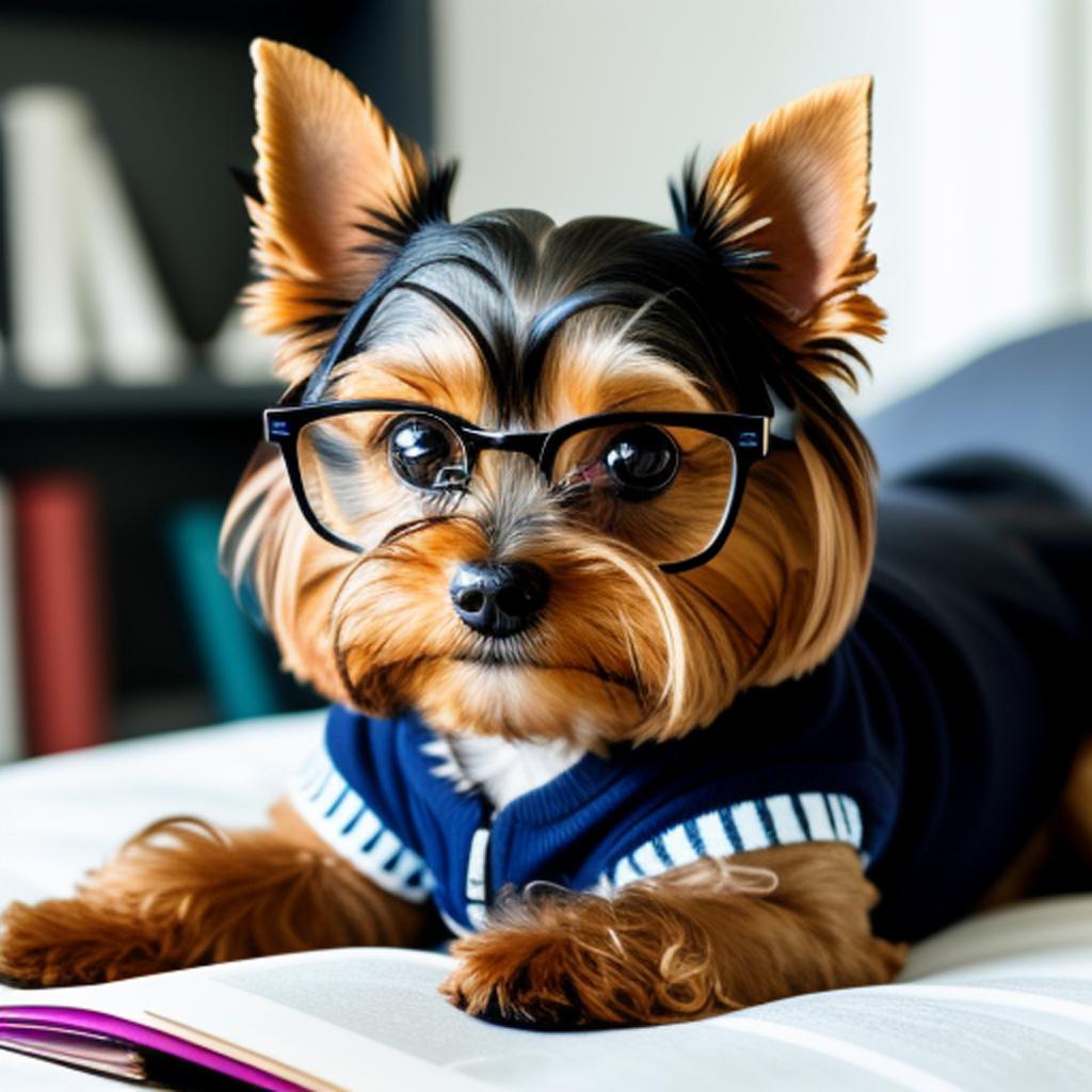 Perro Yorkie con lentes by @ai_generated