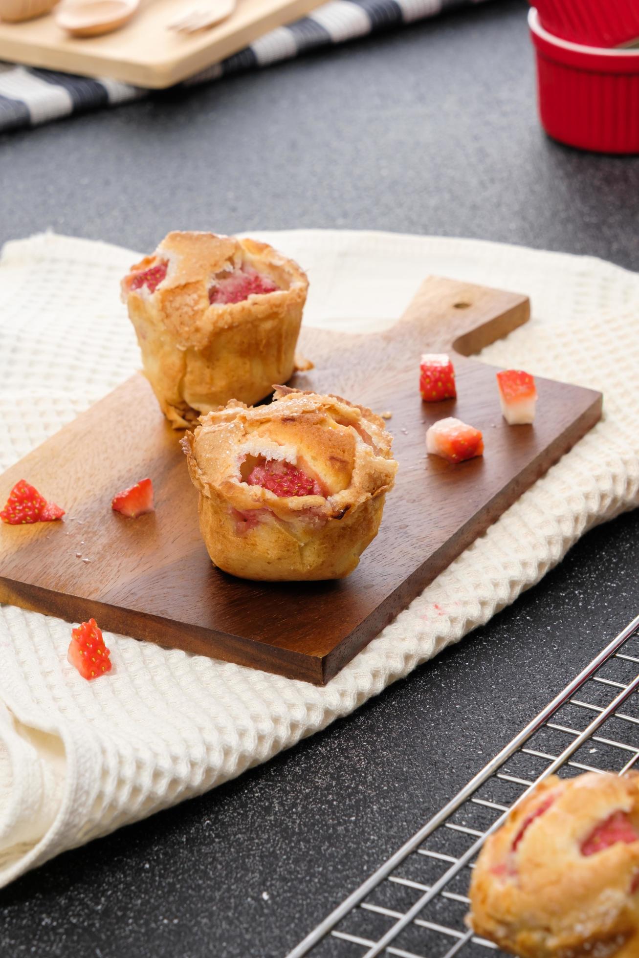 Homemade Strawberry cake topping with icing sugar. Sweet food. Sweet dessert. perfect summer season dessert served on plate. Stock Free