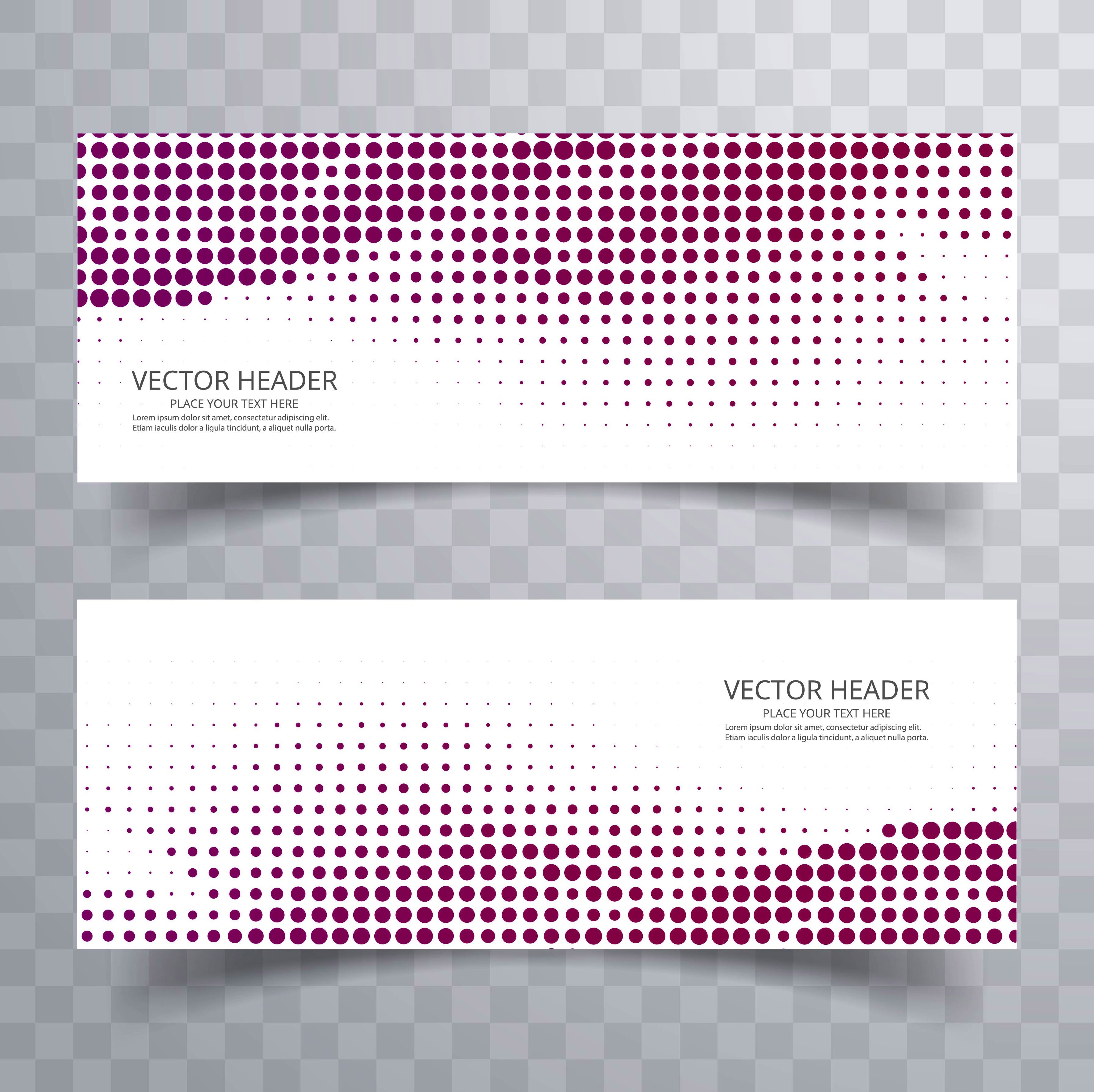 Modern colorful halftone header set Free Vector