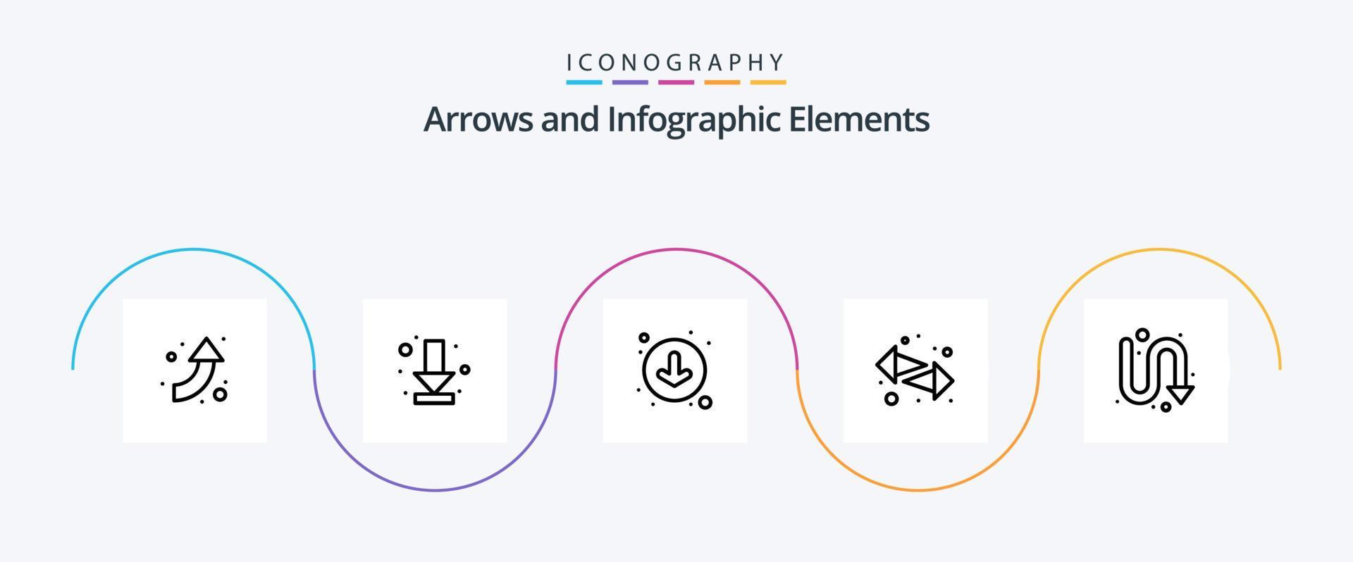 Arrow Line 5 Icon Pack Including turning. directional. circle. arrows. left Stock Free