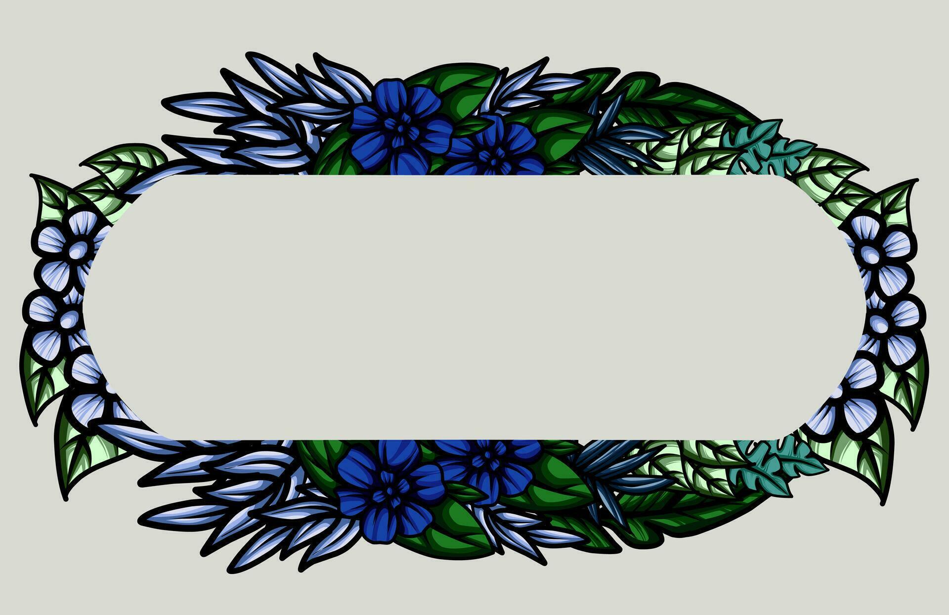 frame the border with an arrangement of leaves and flowers. Vector design Stock Free