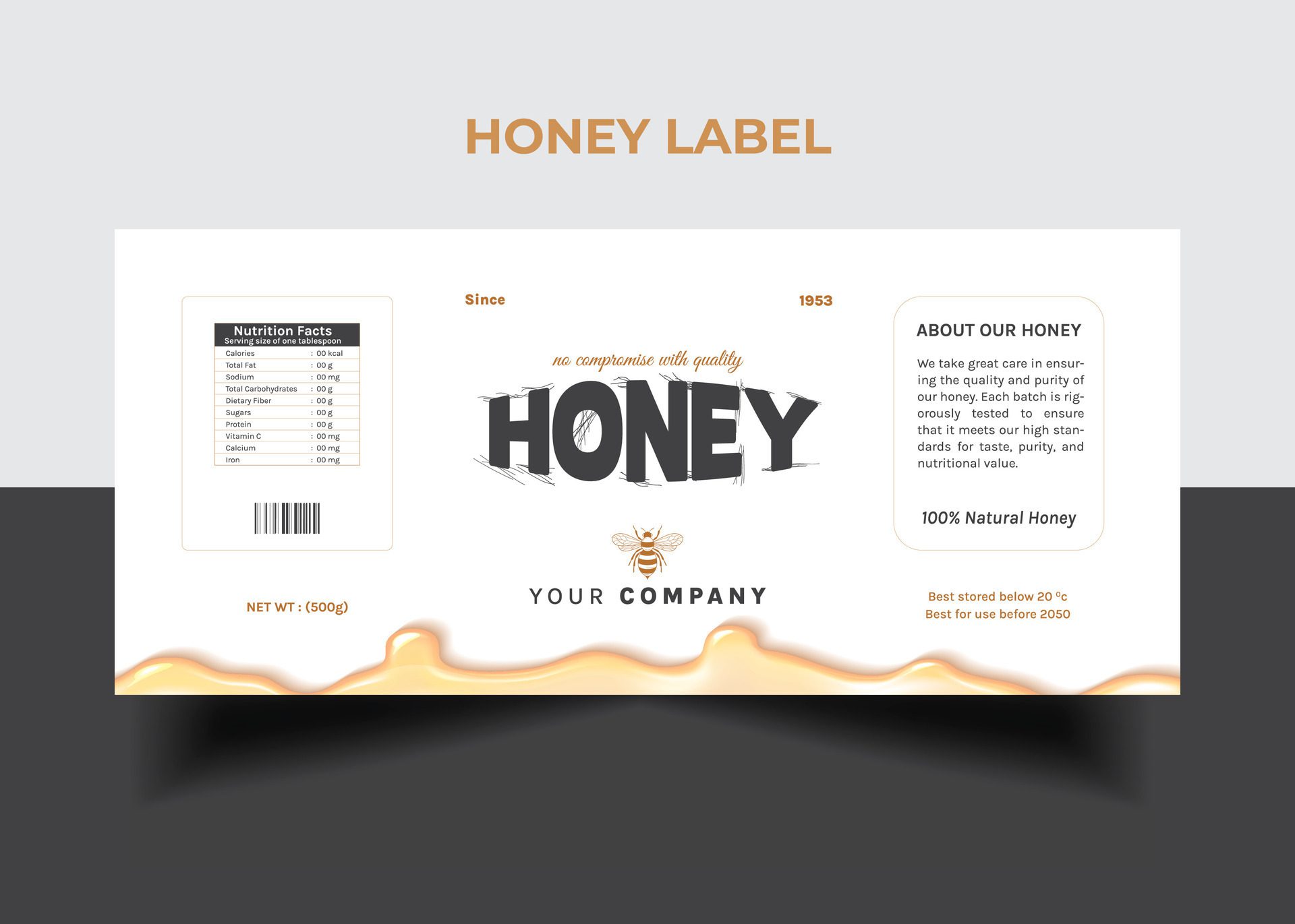 Honey Label Pure honey ads banner design Free Vector