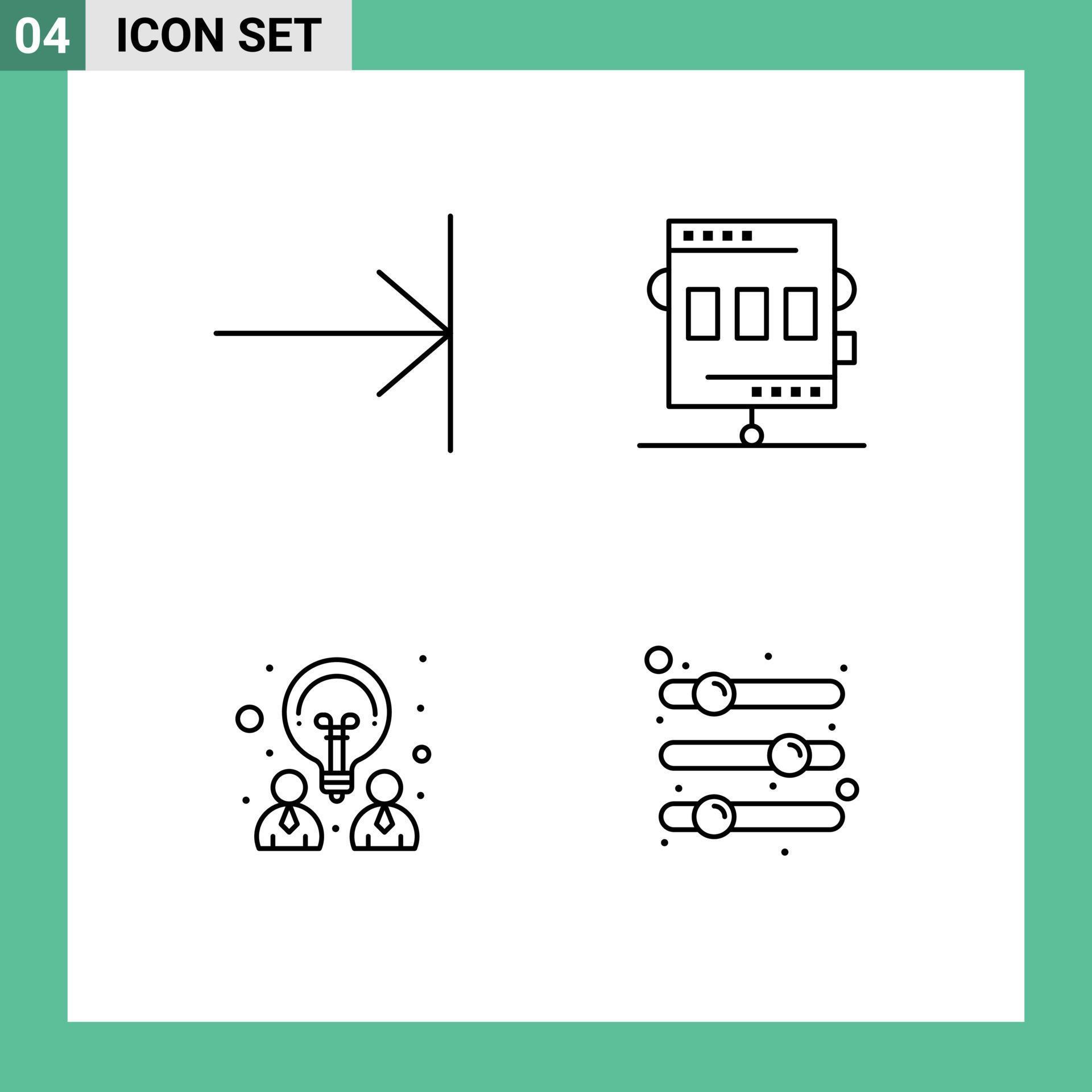 Set of 4 Modern UI Icons Symbols Signs for arrow design activities game partnership Editable Vector Design Elements Stock Free