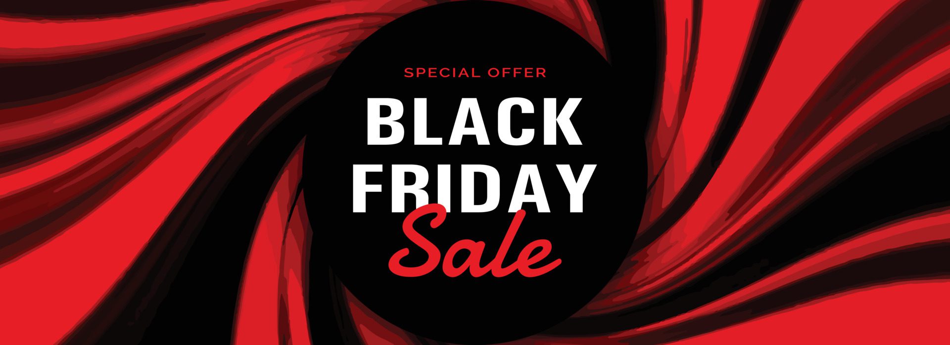 Modern Black Friday Banner with Red Abstract Shapes Free Vector