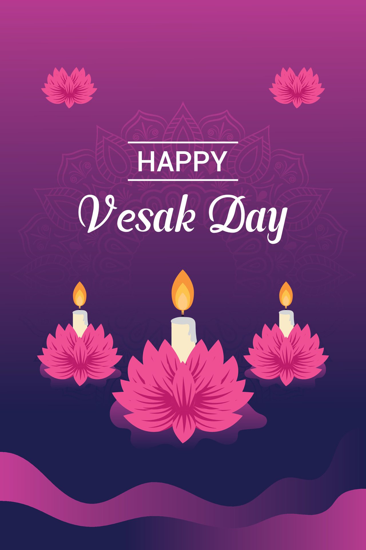 Flat vesak day illustration festival celebration social media post and vesak day Banner Free Vector