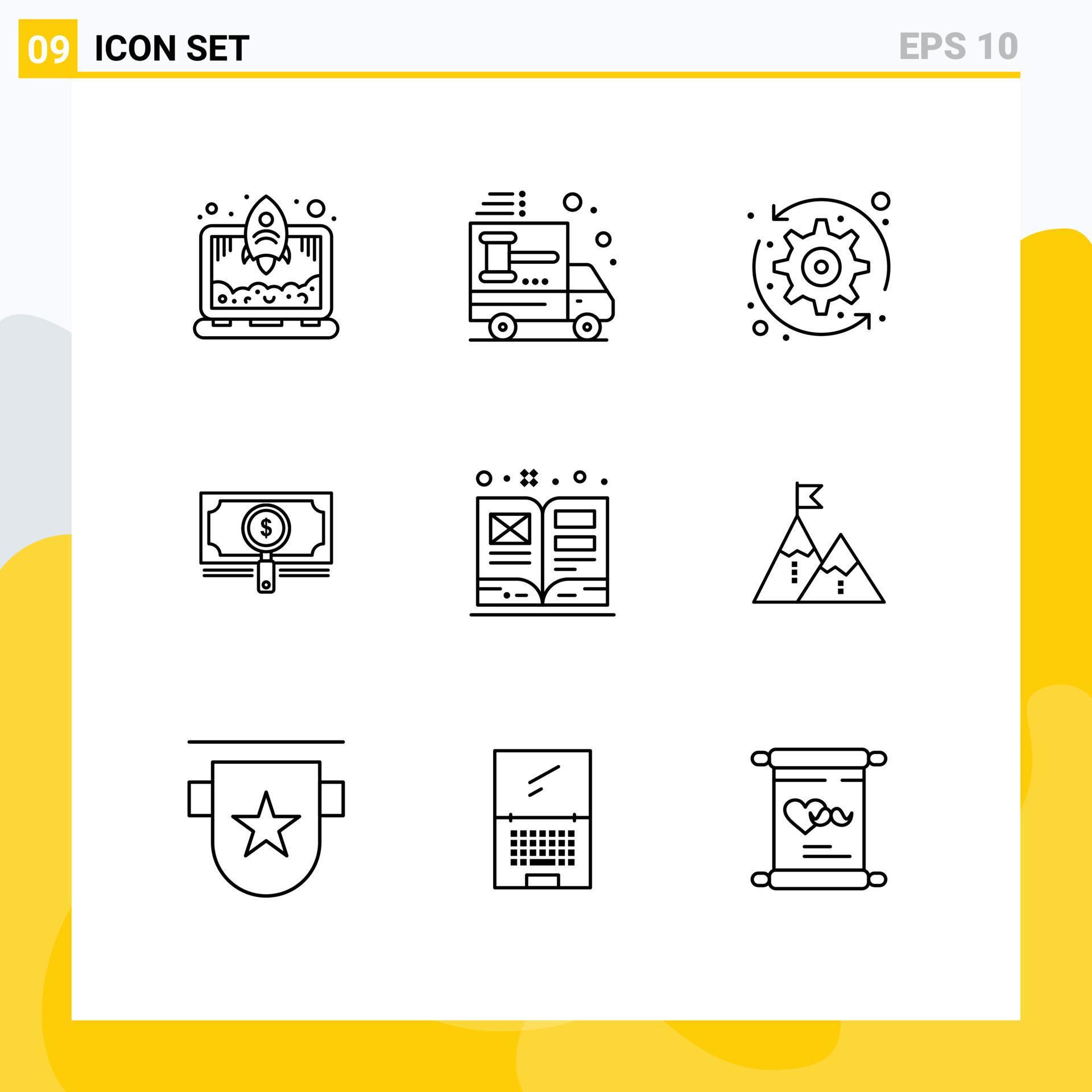 9 Creative Icons Modern Signs and Symbols of art loan arrows search money Editable Vector Design Elements Stock Free