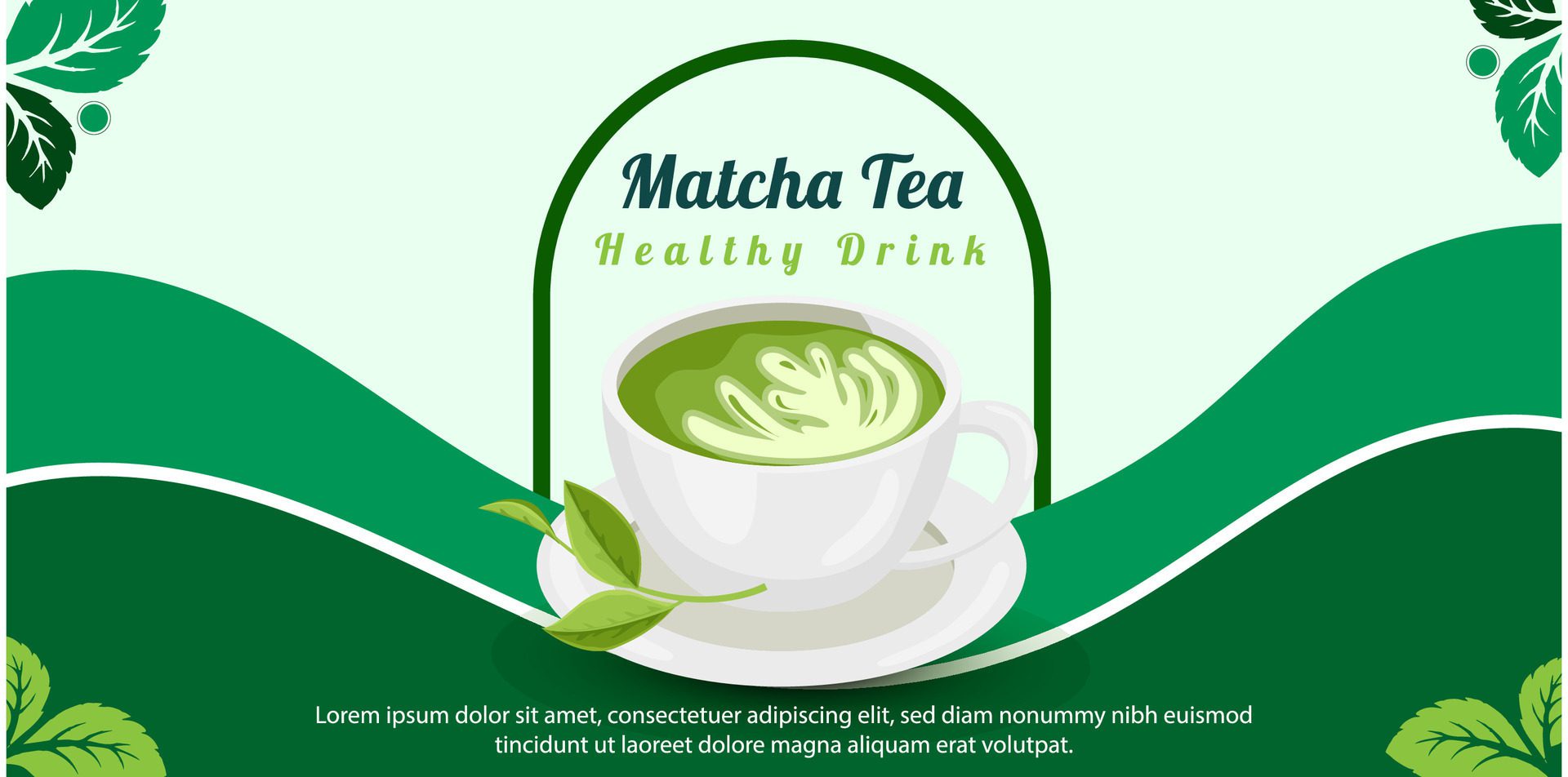 Matcha Tea Green Banner Template Free Vector