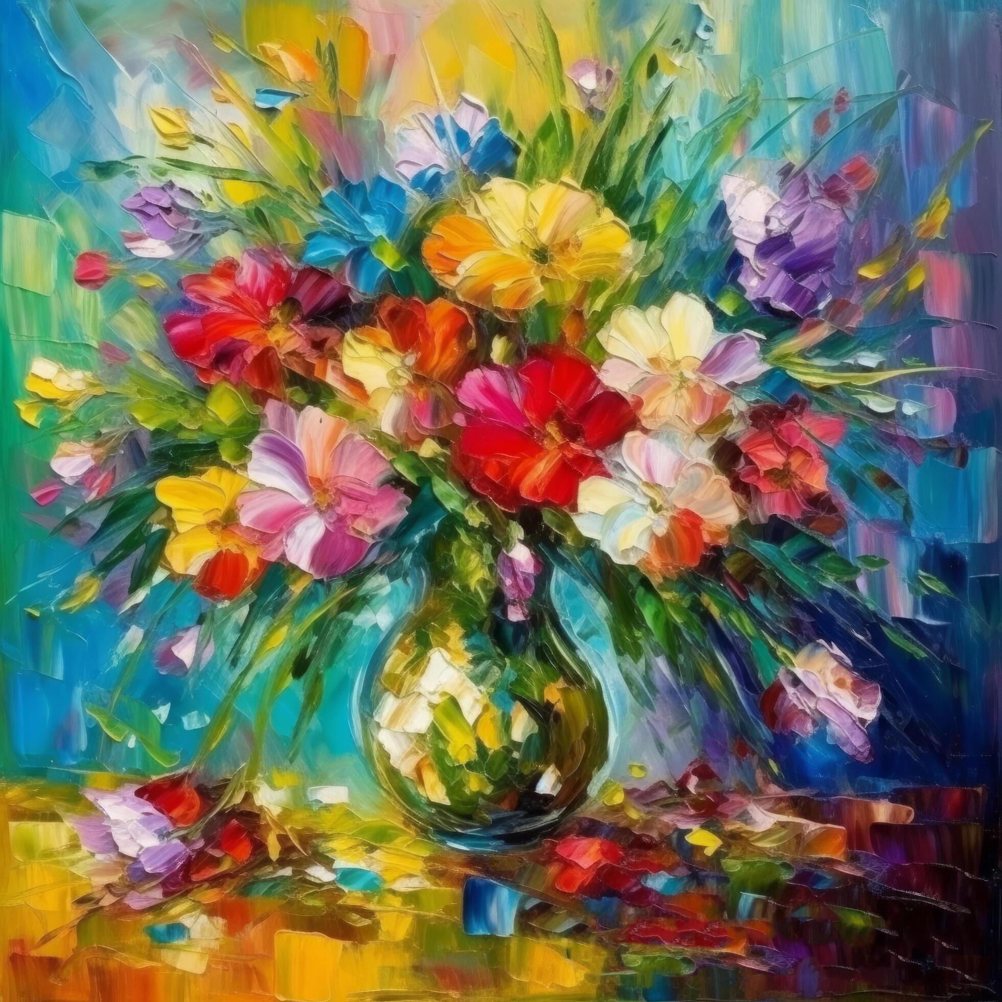 Impressionist painting flower bouquet. Illustration Stock Free