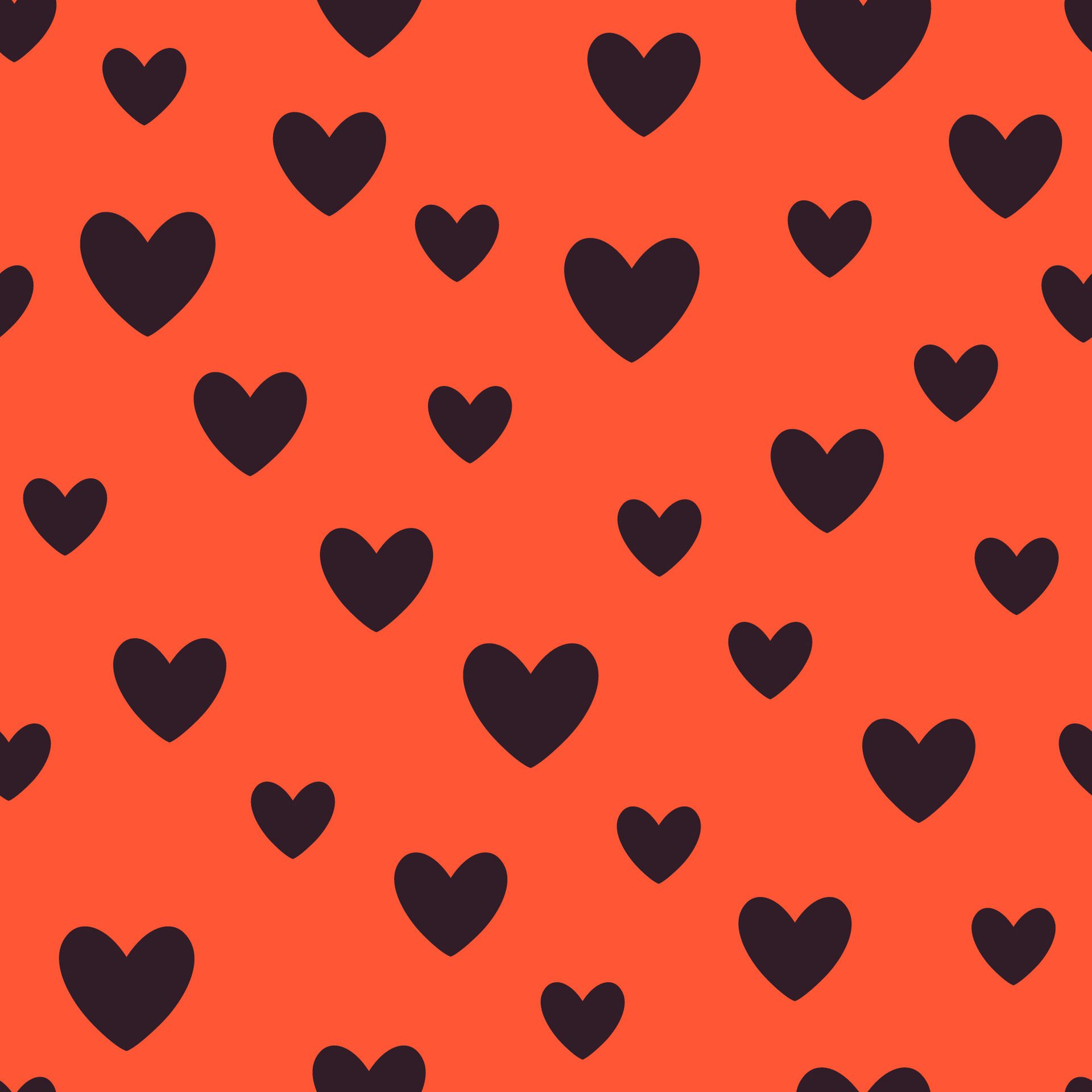 Simple seamless pattern with black hearts on a red background. graphics. Free Vector