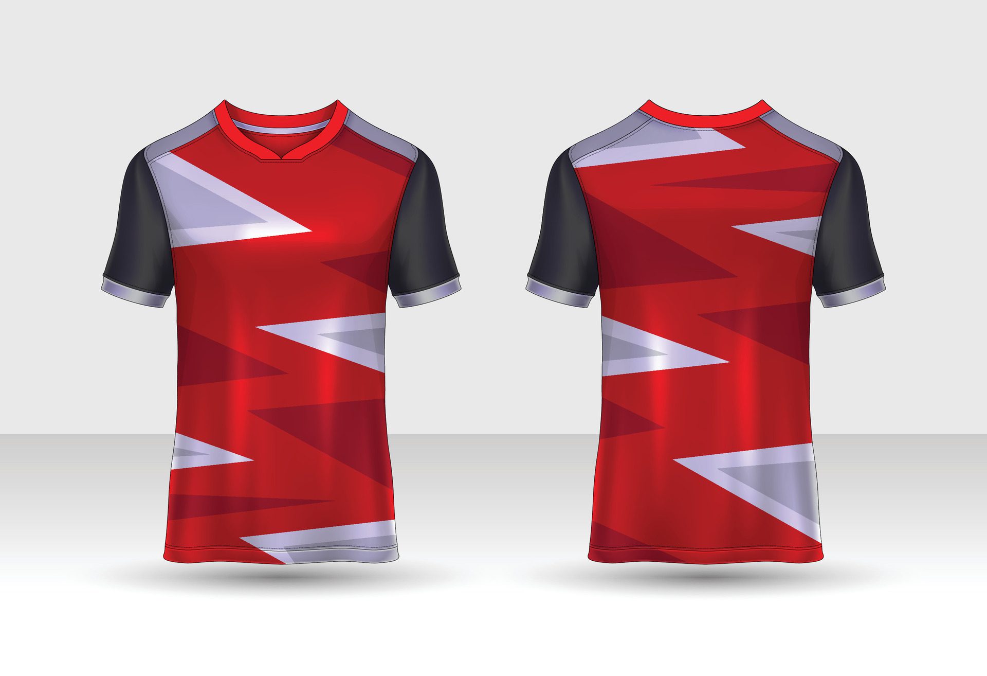 t-shirt sport design template with polygon pattern for soccer jersey. Sport uniform in front view. Tshirt mock up for sport club. Vector Illustration. Free Vector