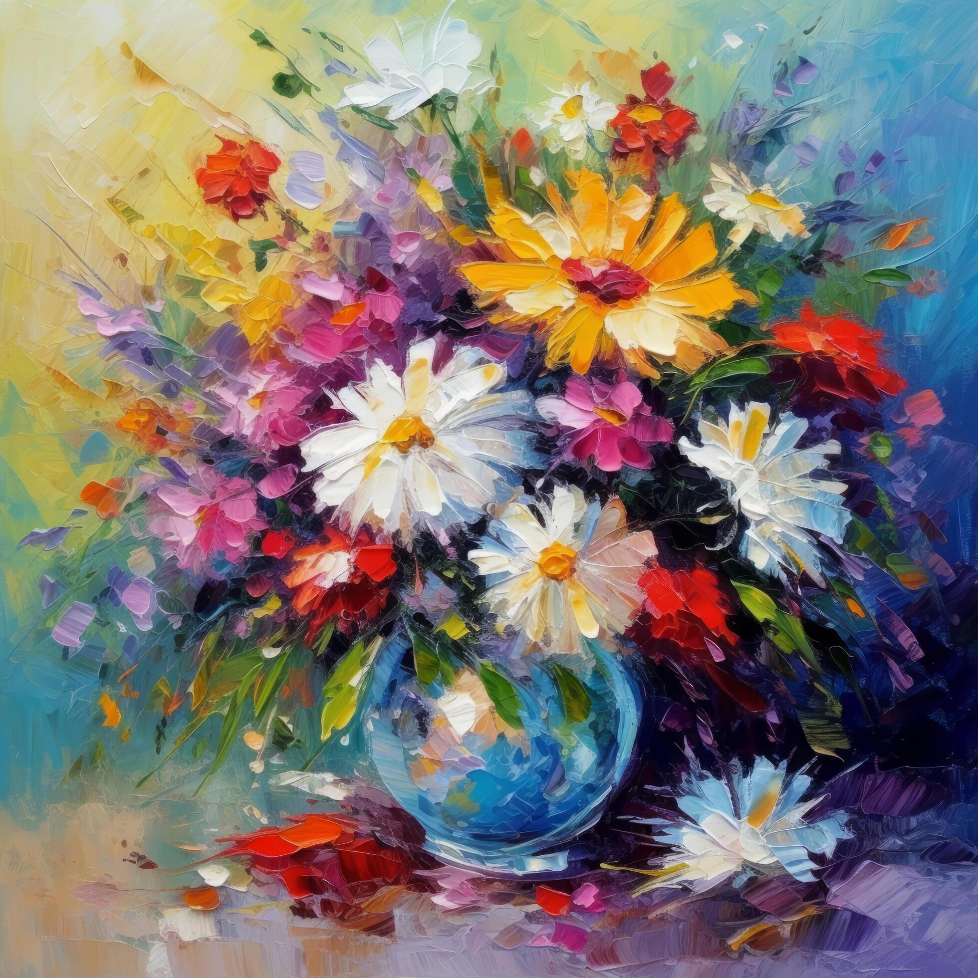 Impressionist painting flower bouquet. Illustration Stock Free