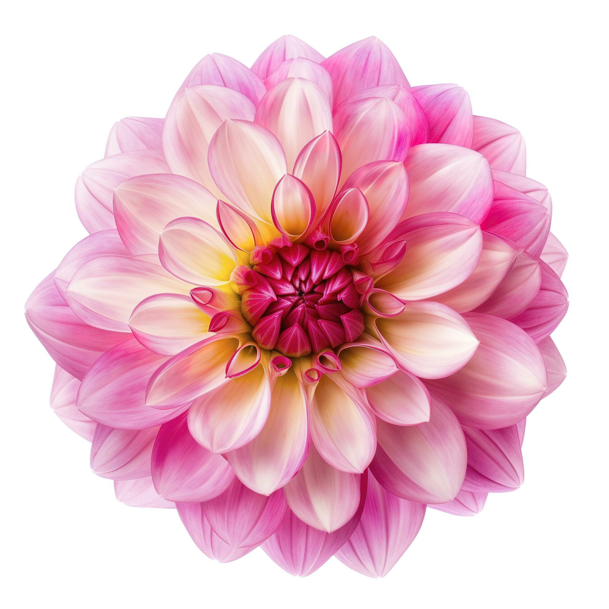 pink flower dahlia on a white background isolated with clipping path. Closeup. for design. Dahlia, generate ai Stock Free