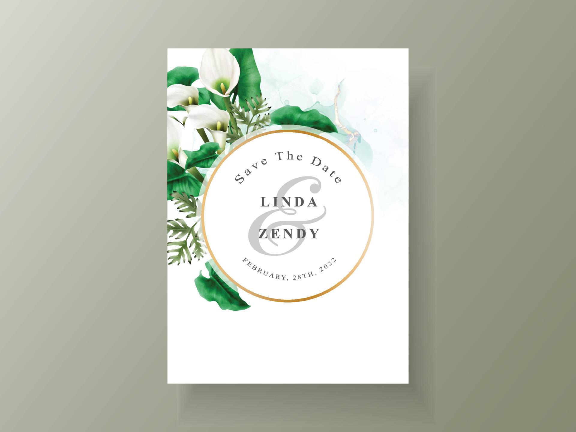 Cala of lily wedding invitation template Stock Free