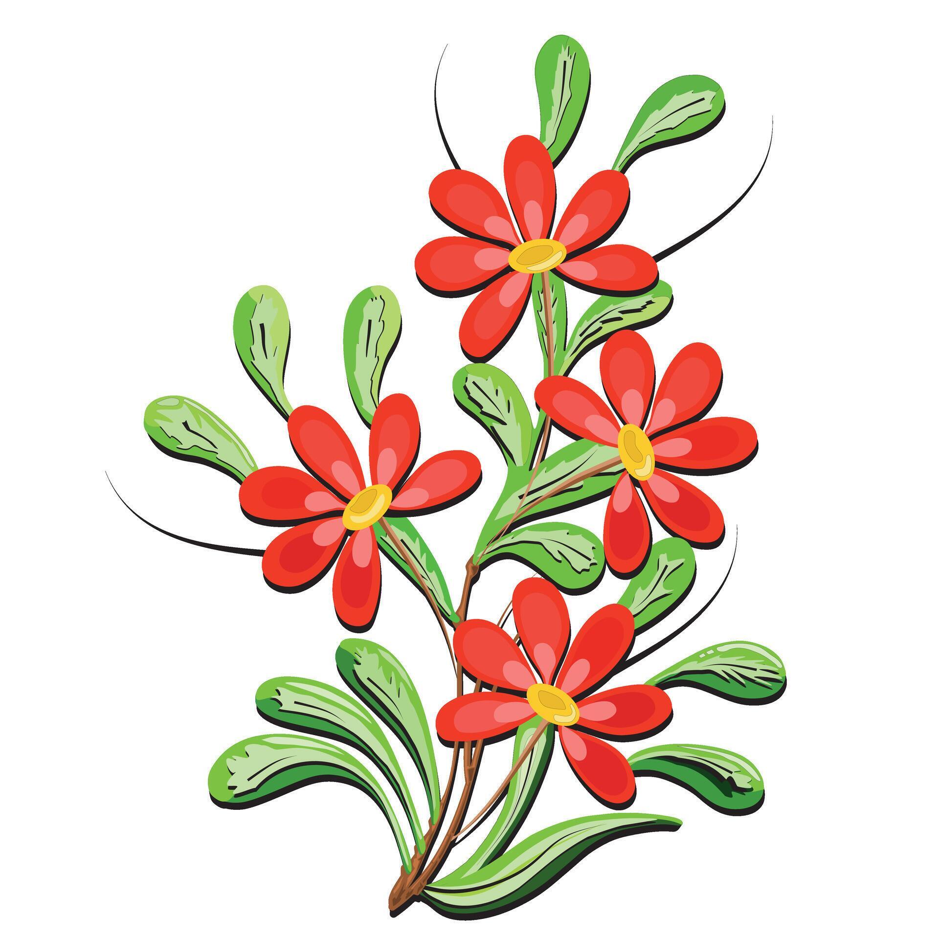 Illustration of Red Color Beautiful Flower Plant Design Vector Art Stock Free