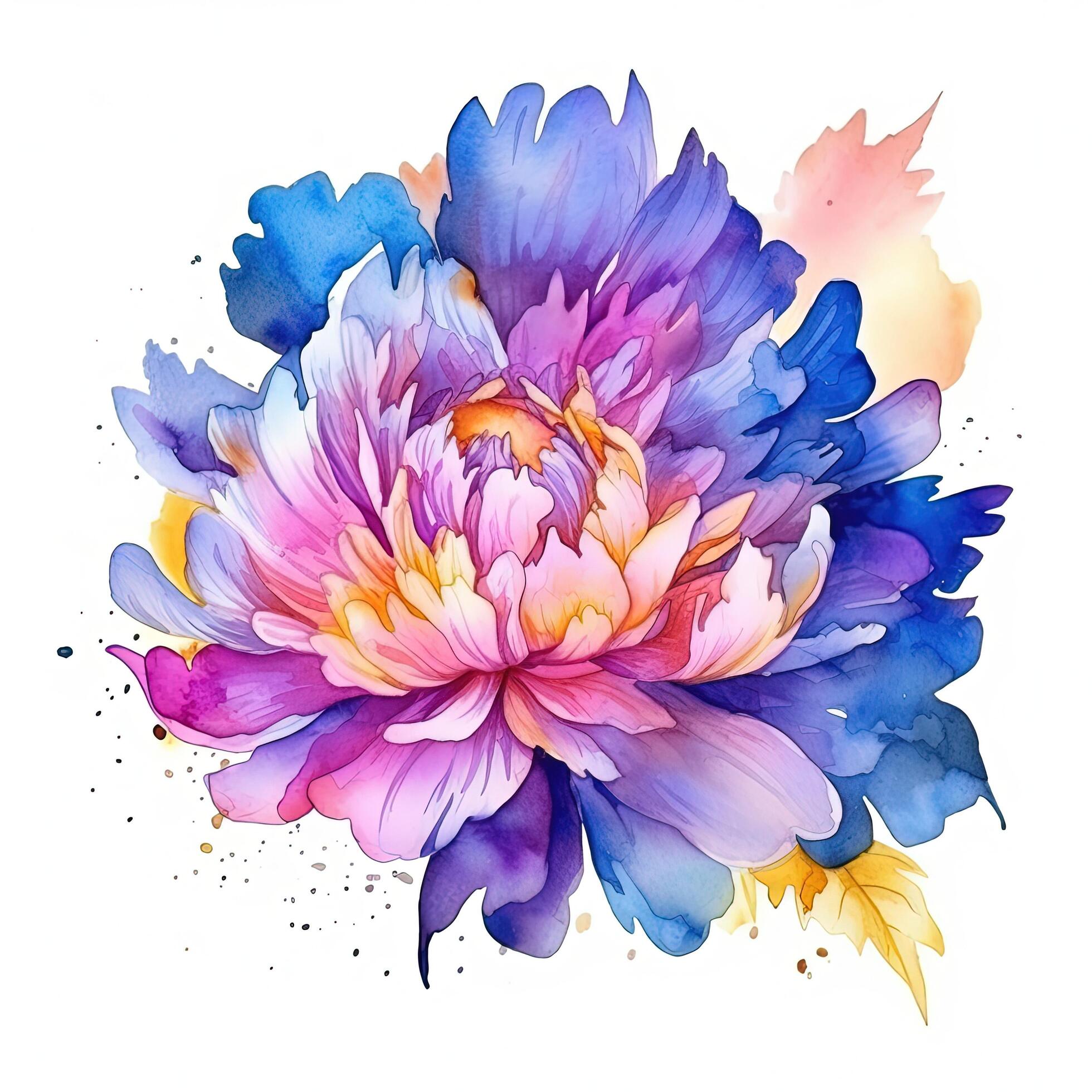 Watercolor beautiful peony flower. Illustration Stock Free