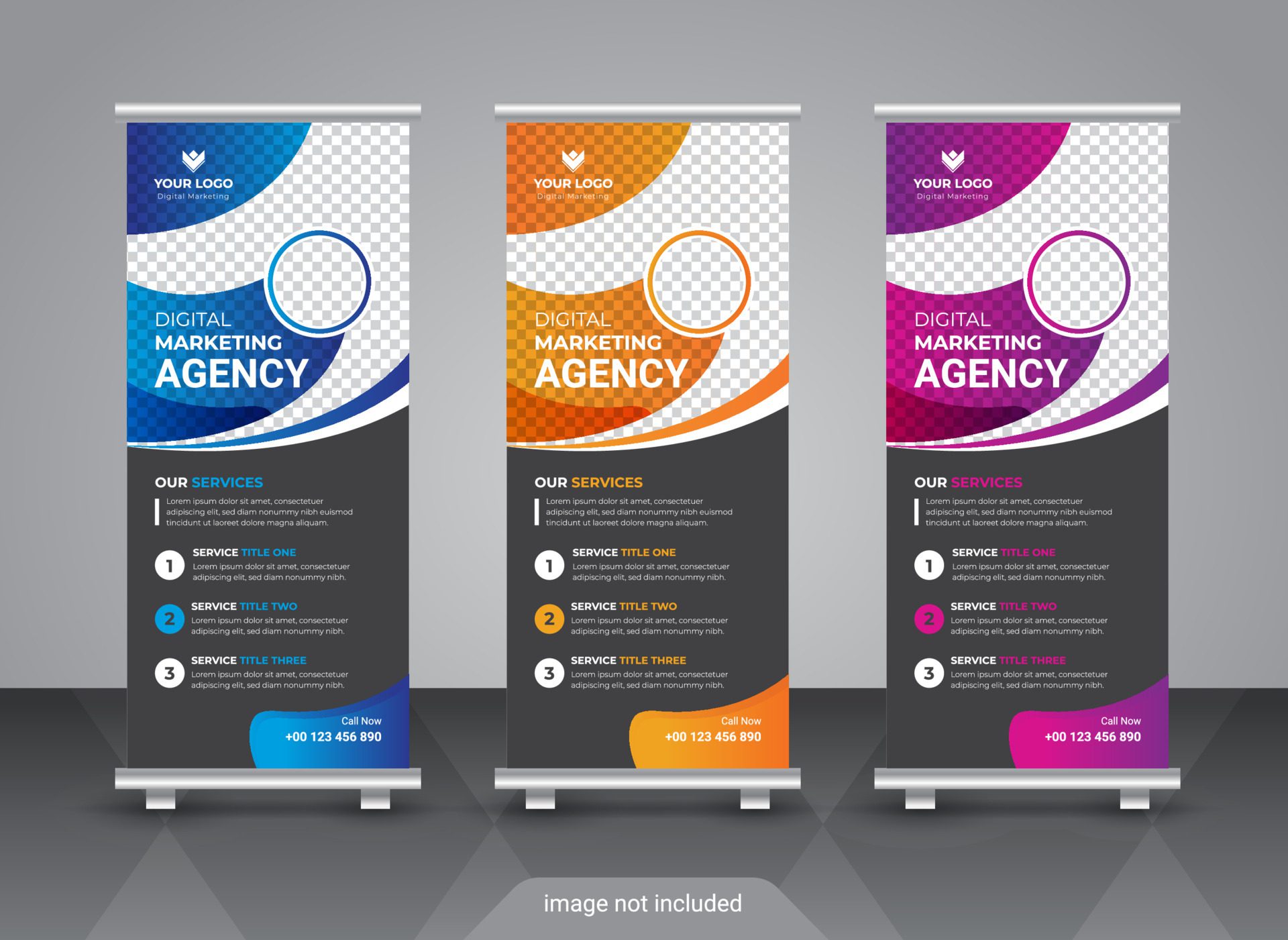 Creative corporate and business roll up banner design template Free Vector