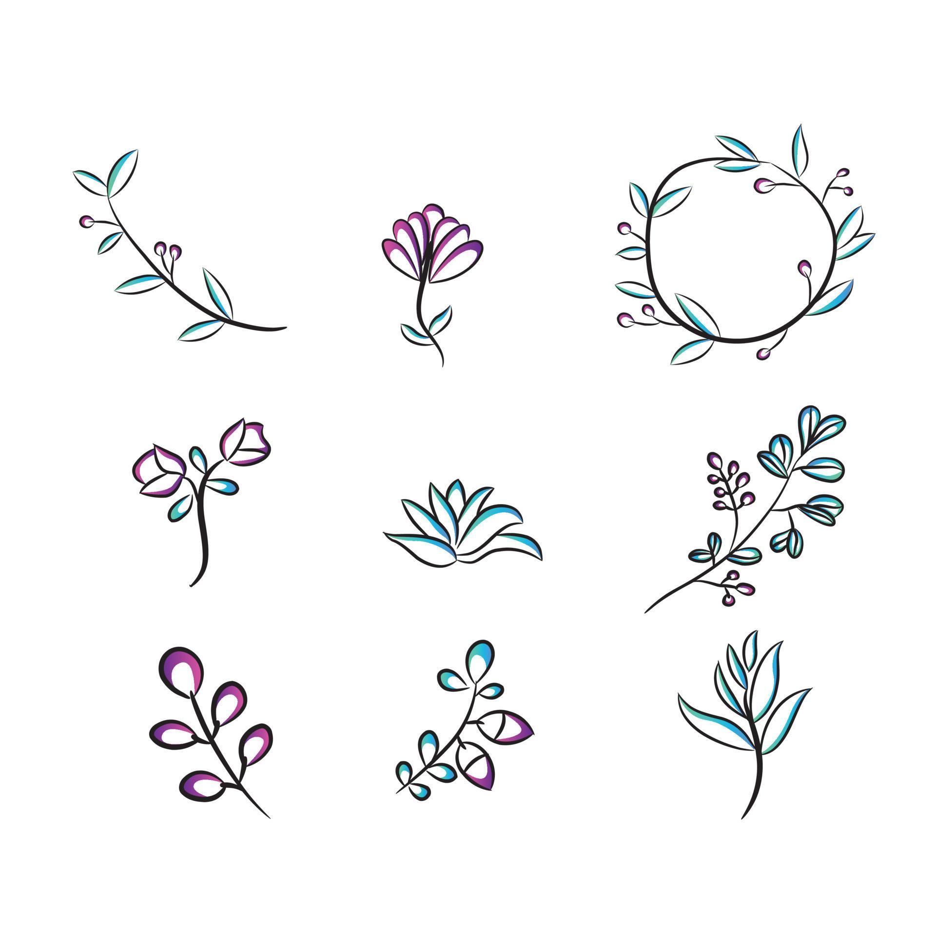 Herbs and Wild Flowers. Botany. Set. Vintage flowers. Black and white illustration in the style of engravings. Stock Free and Free SVG